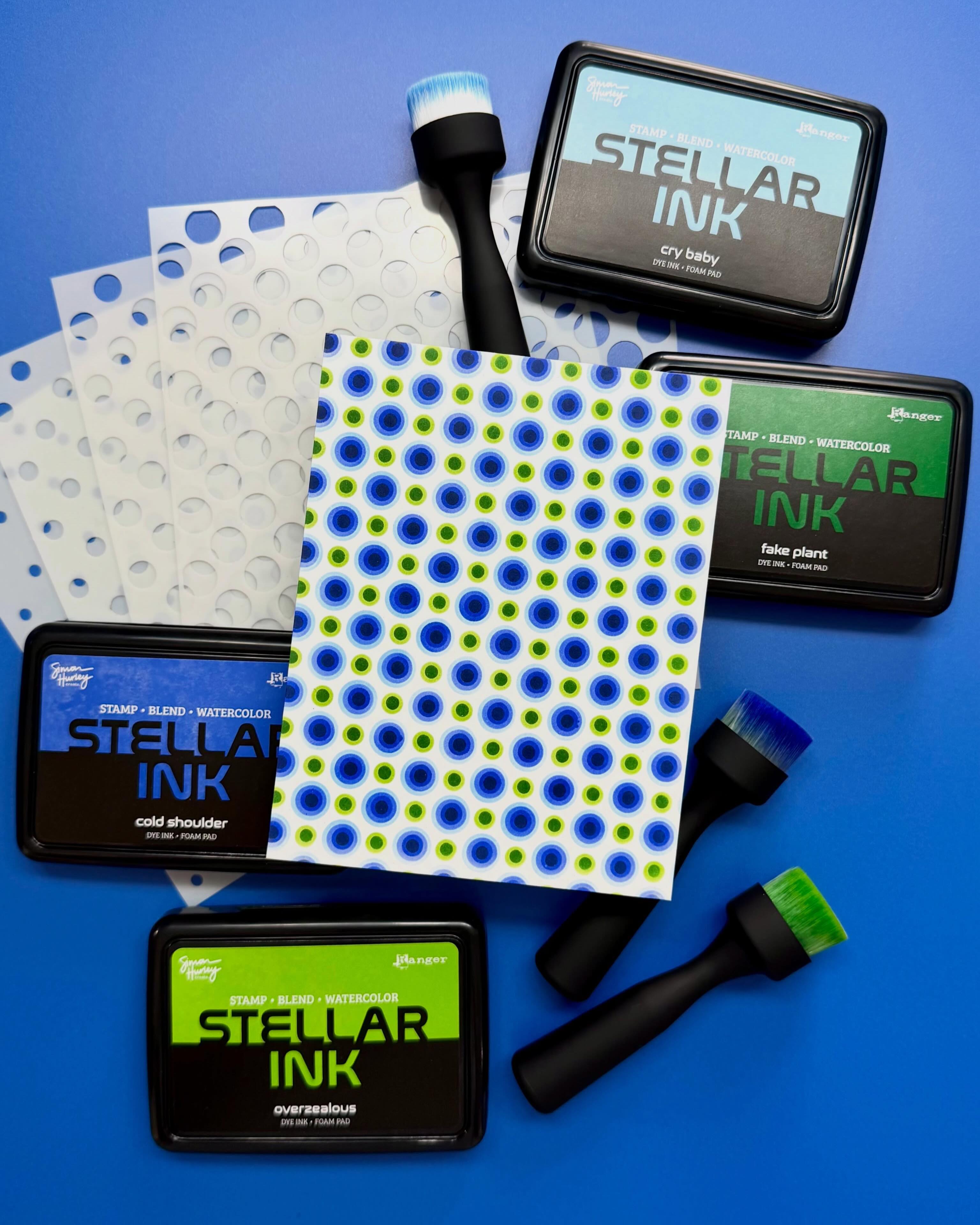 Simon Hurley Create - Layering Stencil 6"X6" - Polka Dots  (4 stk)