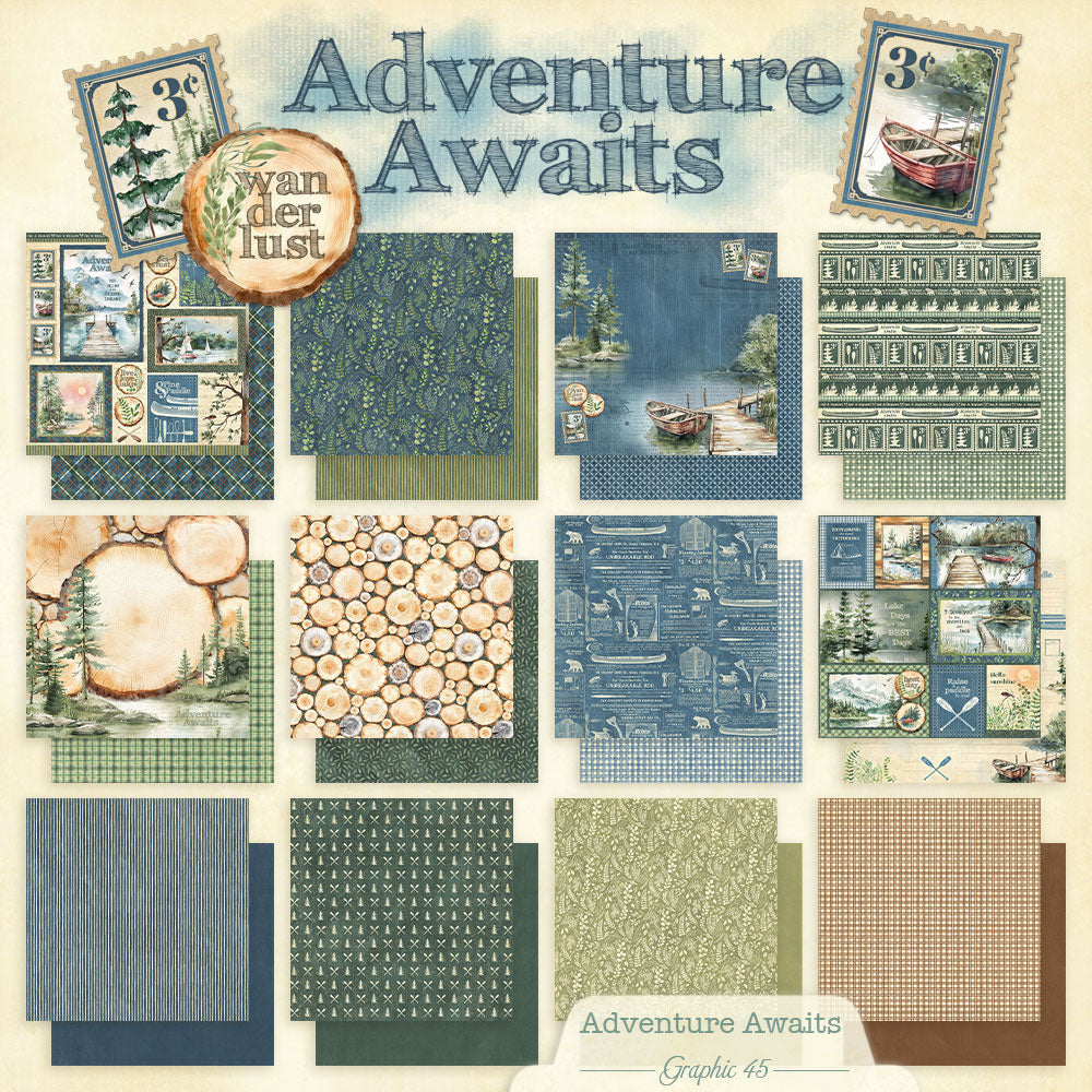 Graphic 45 - Adventure Awaits - Paper Pad - 12 x 12"