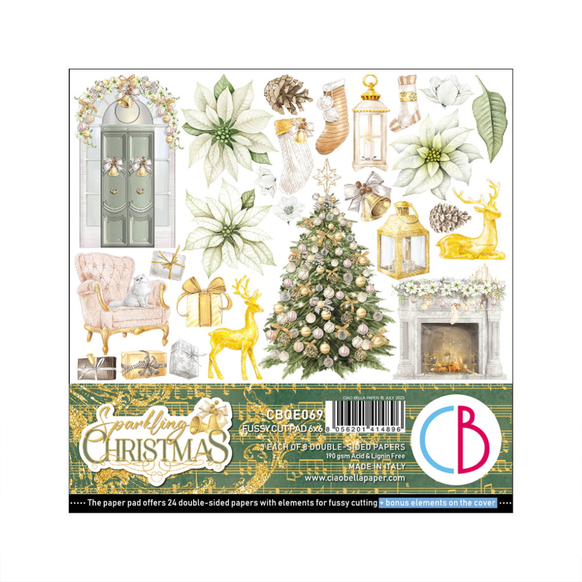 Ciao Bella - Sparkling Christmas -  Fussy Cut - Paper Pad  - 6 x 6"