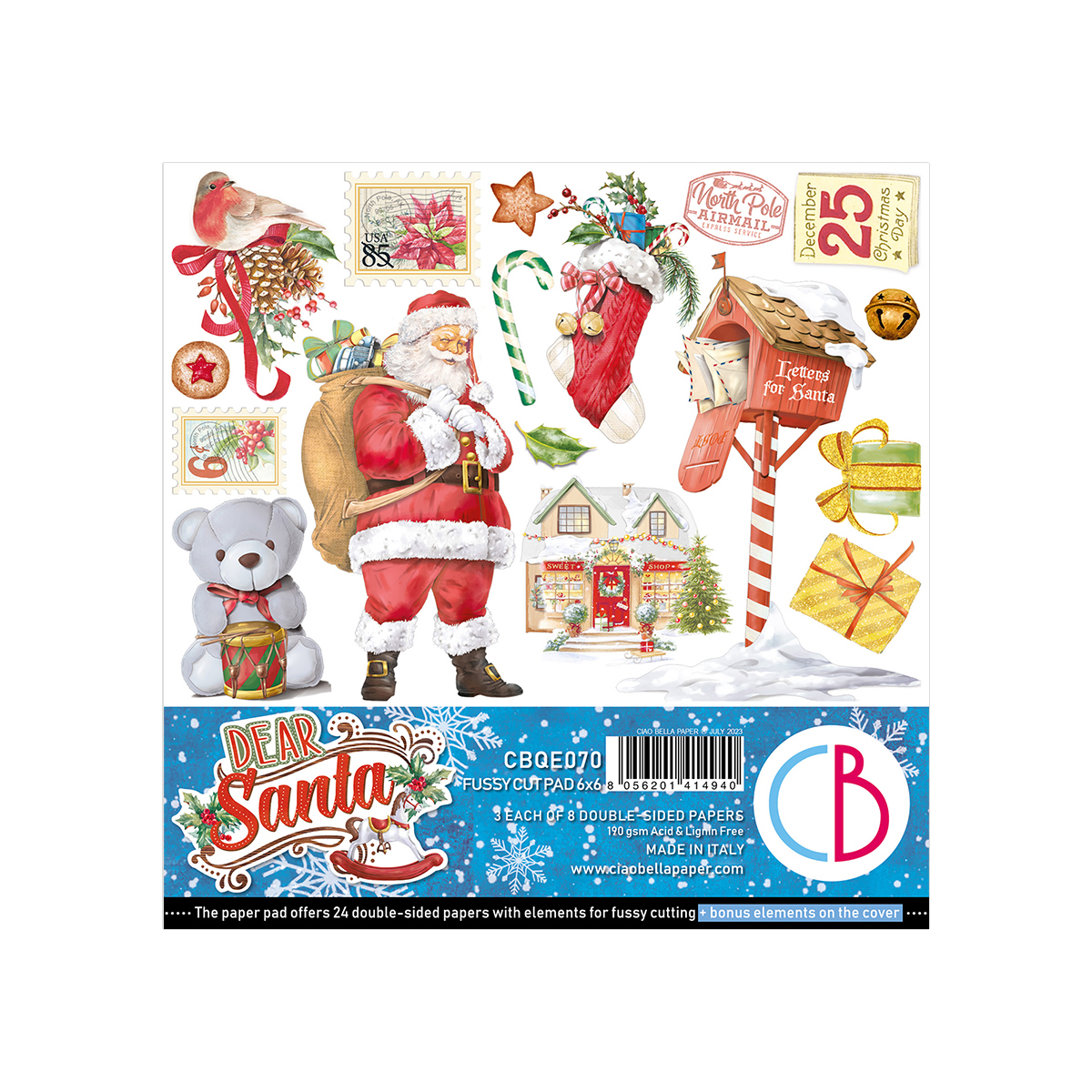 Ciao Bella - Dear Santa -  Fussy Cut - Paper Pad  - 6 x 6"