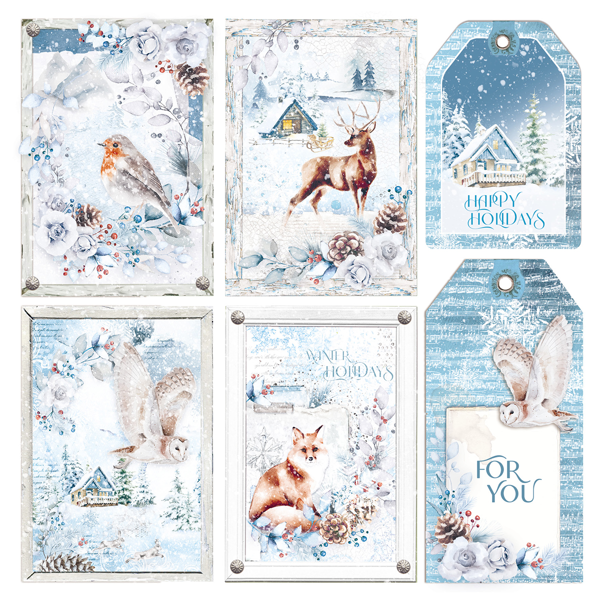Ciao Bella - Winter Journey -  Fussy Cut Vellum - Paper Pad  - 6 x 6"