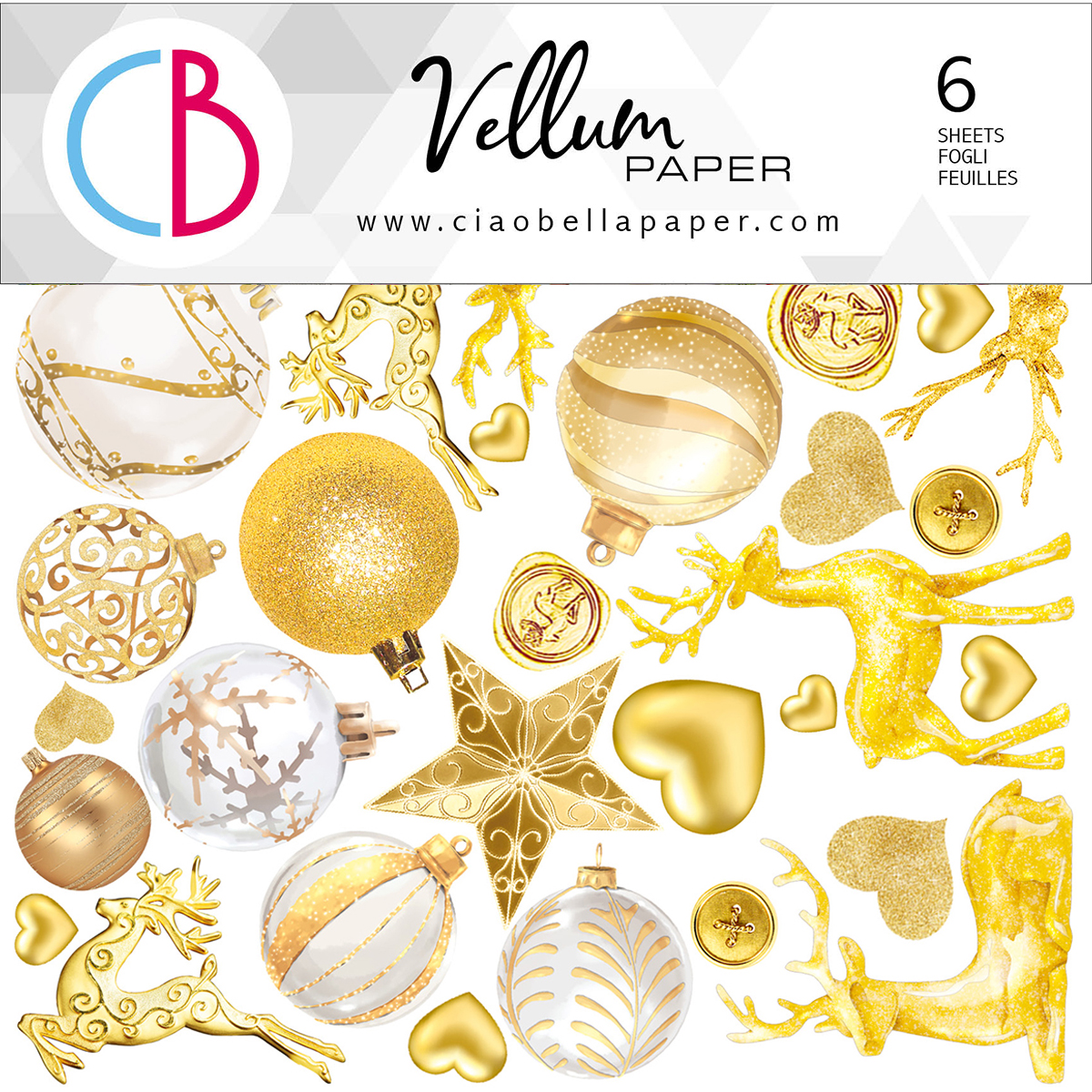 Ciao Bella - Sparkling Christmas -  Fussy Cut Vellum - Paper Pad  - 6 x 6"