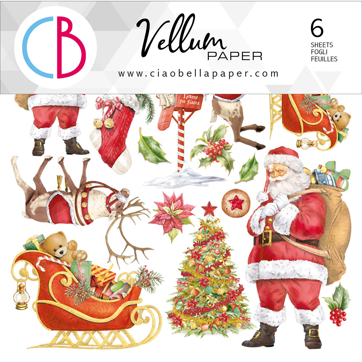 Ciao Bella - Dear Santa-  Fussy Cut Vellum - Paper Pad  - 6 x 6"