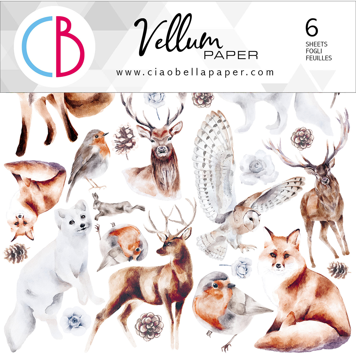 Ciao Bella - Winter Journey -  Fussy Cut Vellum - Paper Pad  - 6 x 6"
