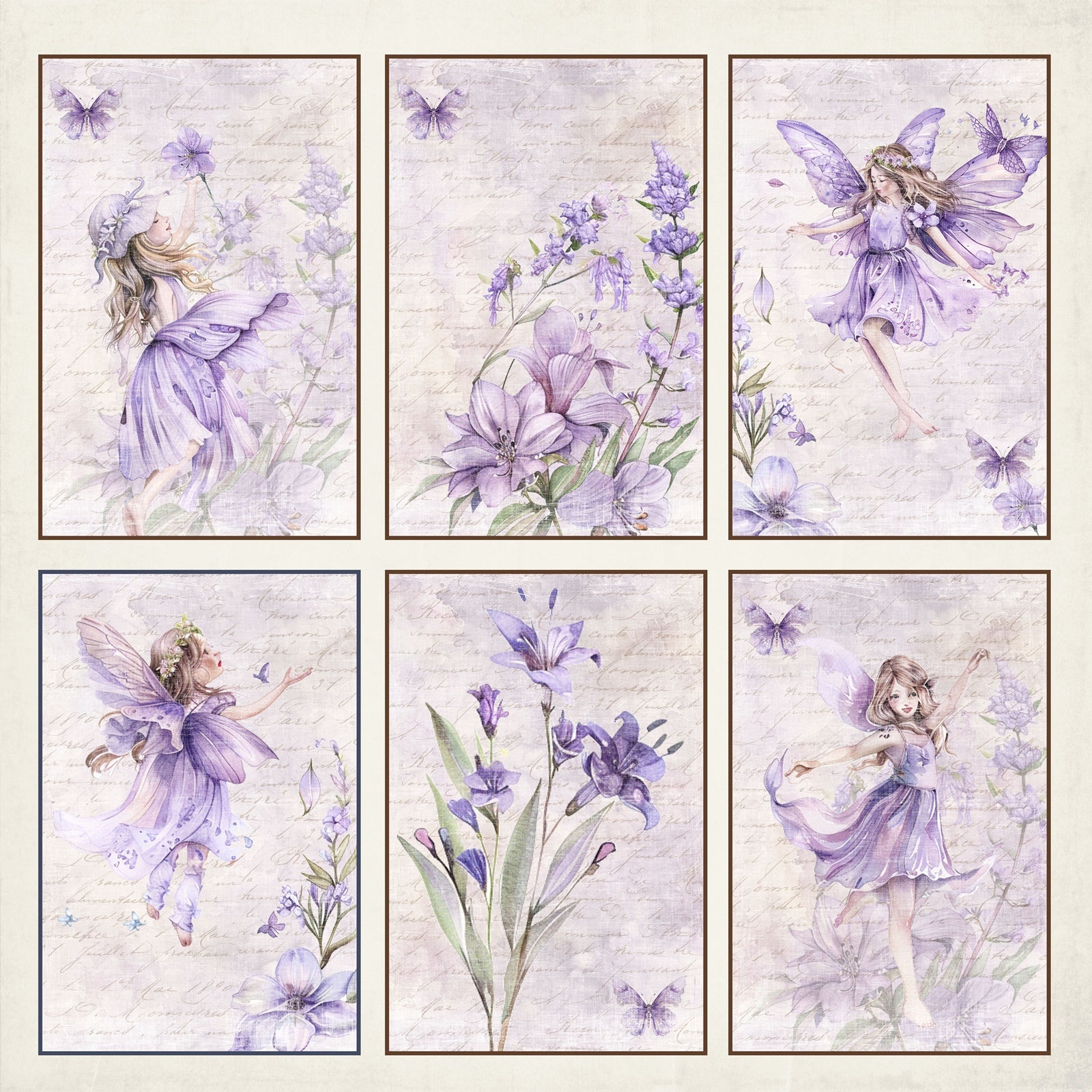 Reprint - Fairies  - Cards Flowers -  12 x 12"