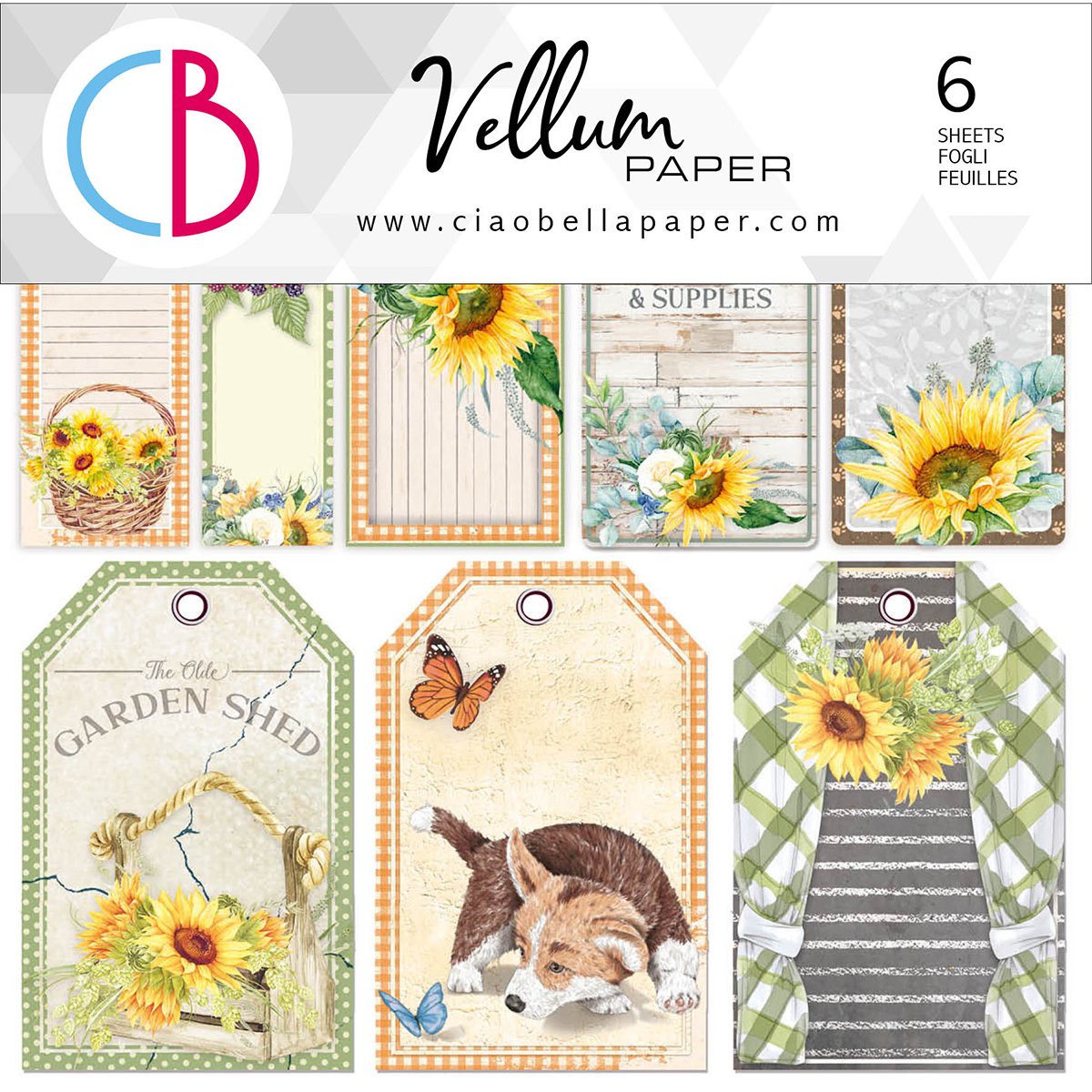 Ciao Bella - Farmhouse Garden -  Fussy Cut Vellum - Paper Pad  - 6 x 6"