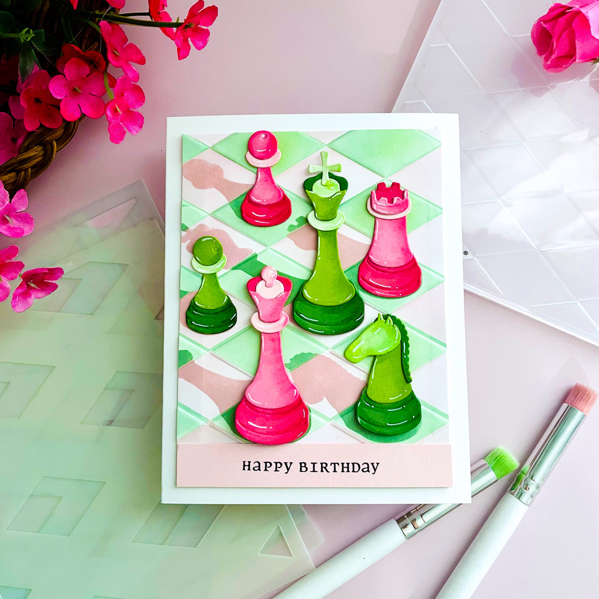 Spellbinders - Checkmate - Layered Stencil - Harlequin