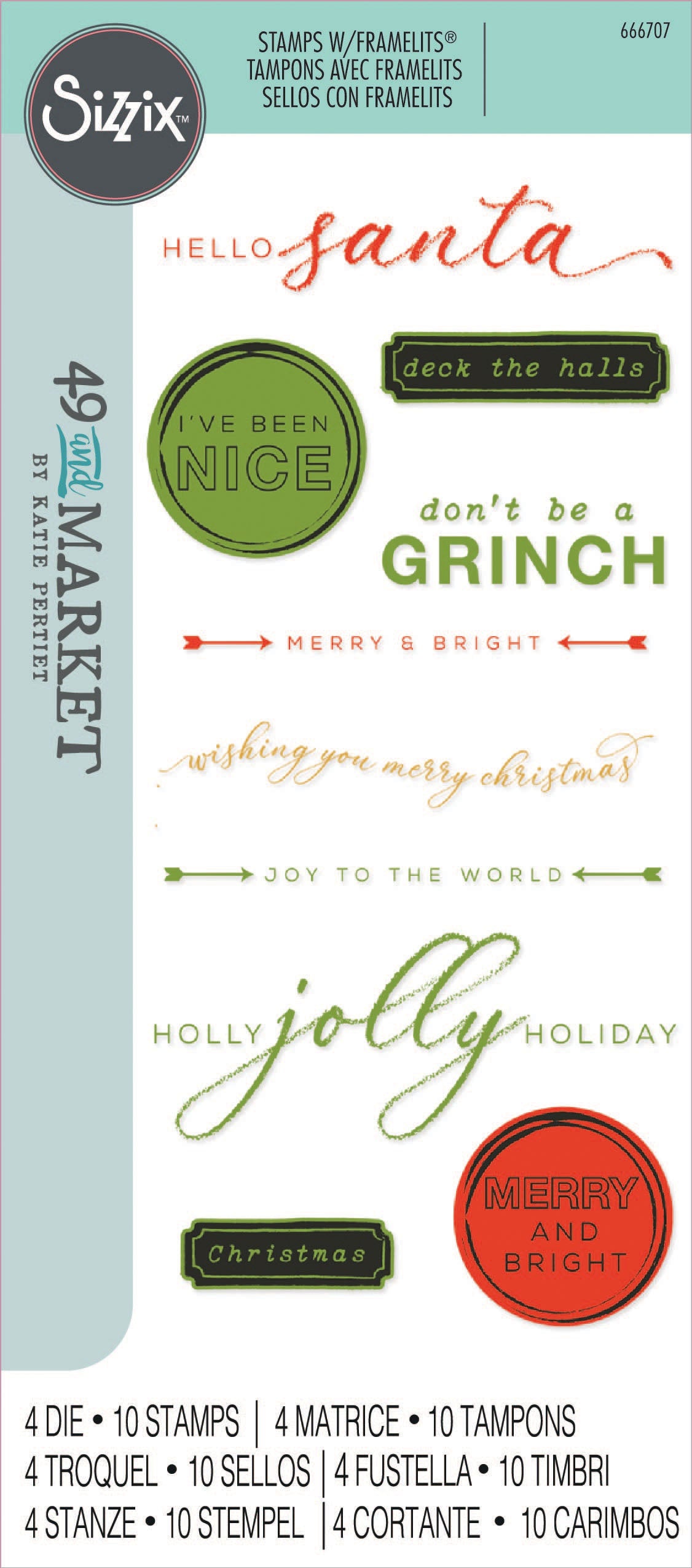 Sizzix - 49 & Market - Framelits dies & clear stamp - Jolly Sentiments