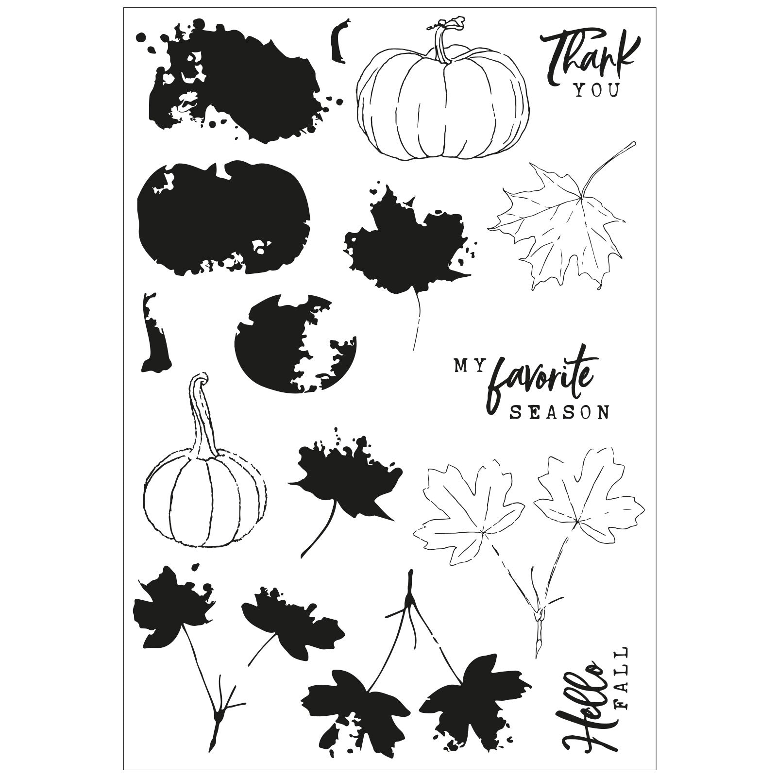 Sizzix - 49 & Market - Framelits dies & clear stamp - Pencil Line Harvest