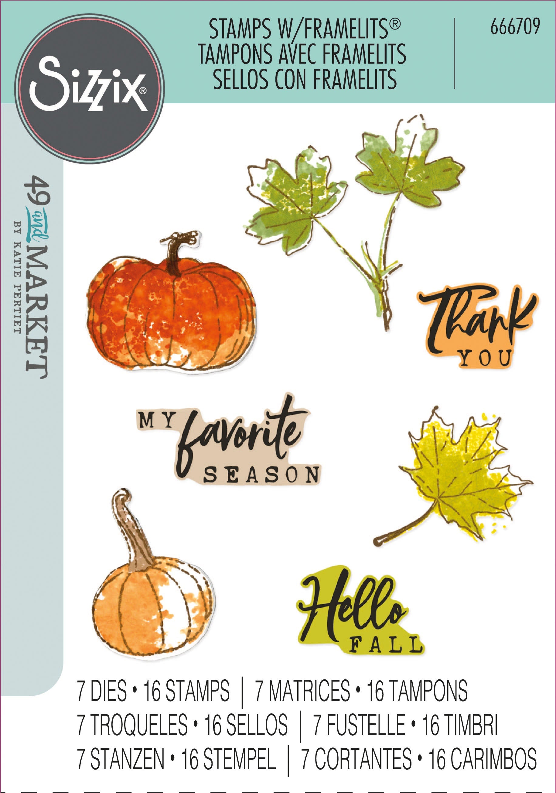 Sizzix - 49 & Market - Framelits dies & clear stamp - Pencil Line Harvest