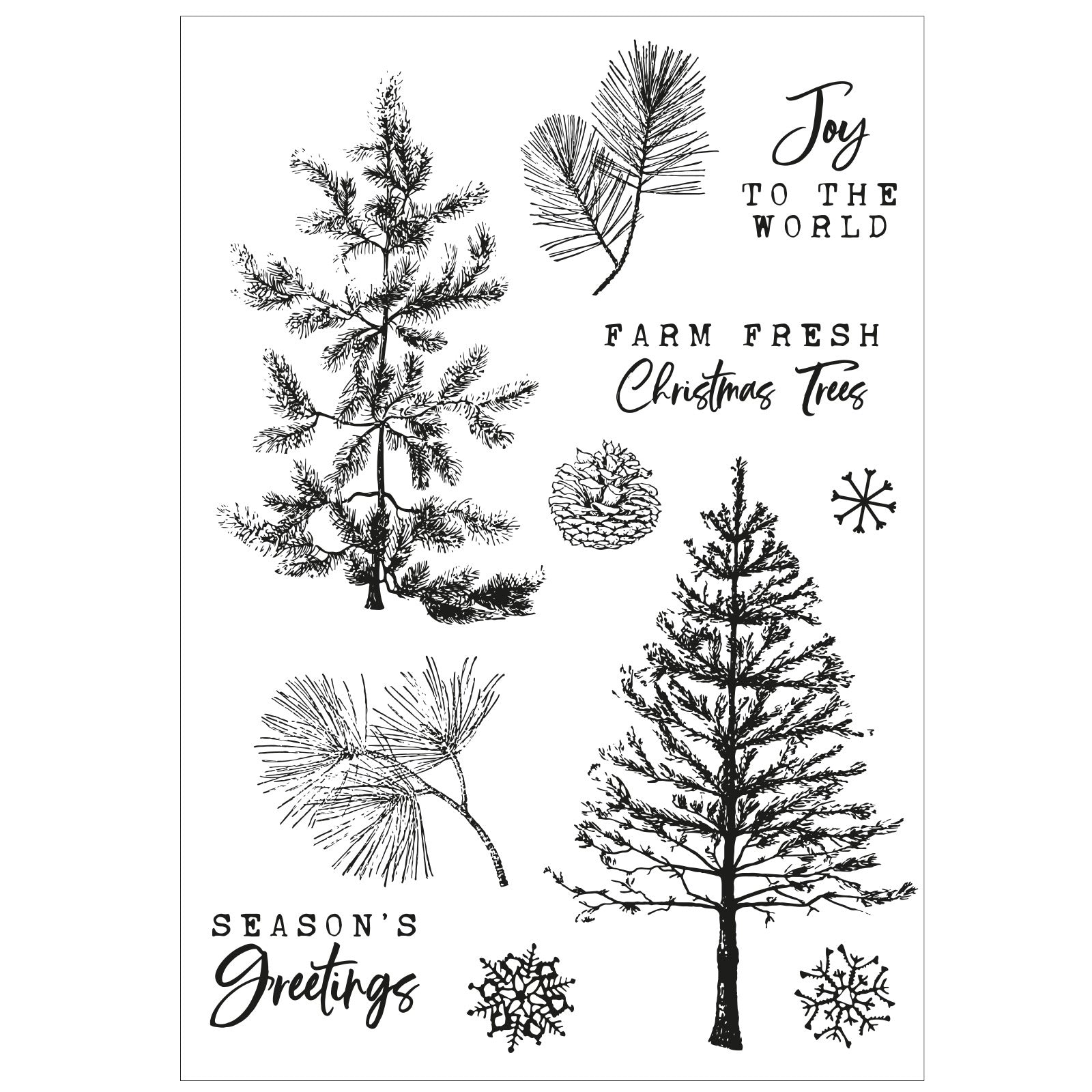 Sizzix - 49 & Market - Framelits dies & clear stamp - Pine holidays