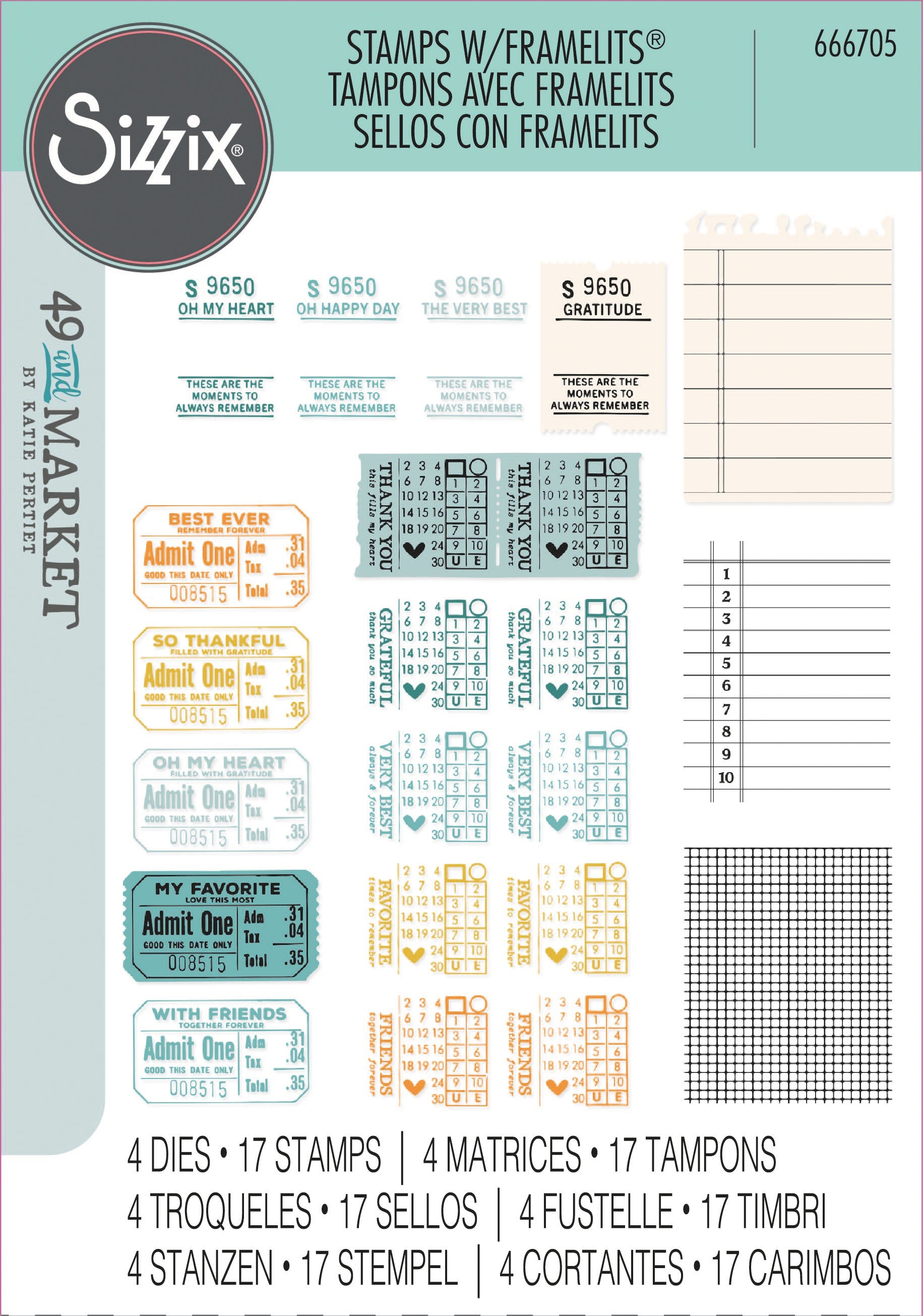 Sizzix - 49 & Market - Framelits dies & clear stamp - Forever Journal Essentials