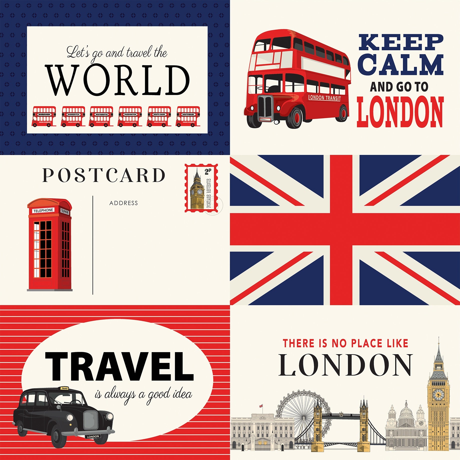 Carta Bella - London - 6x4" Journaling Cards -  12x12"