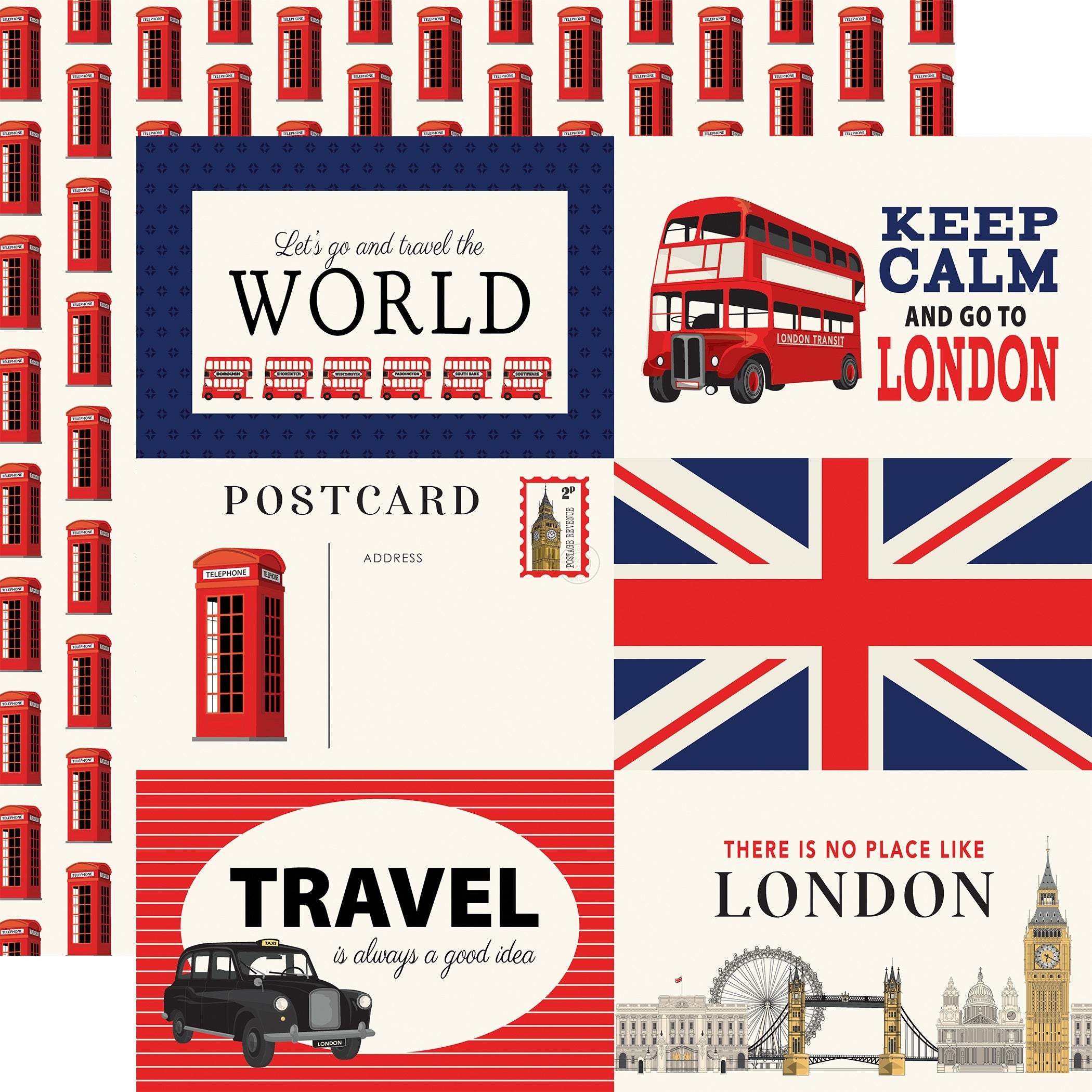 Carta Bella - London - 6x4" Journaling Cards -  12x12"