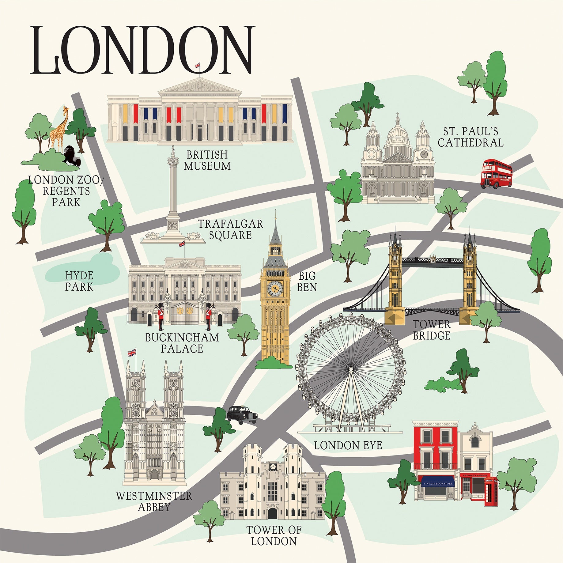 Carta Bella - London - London Map -  12x12"