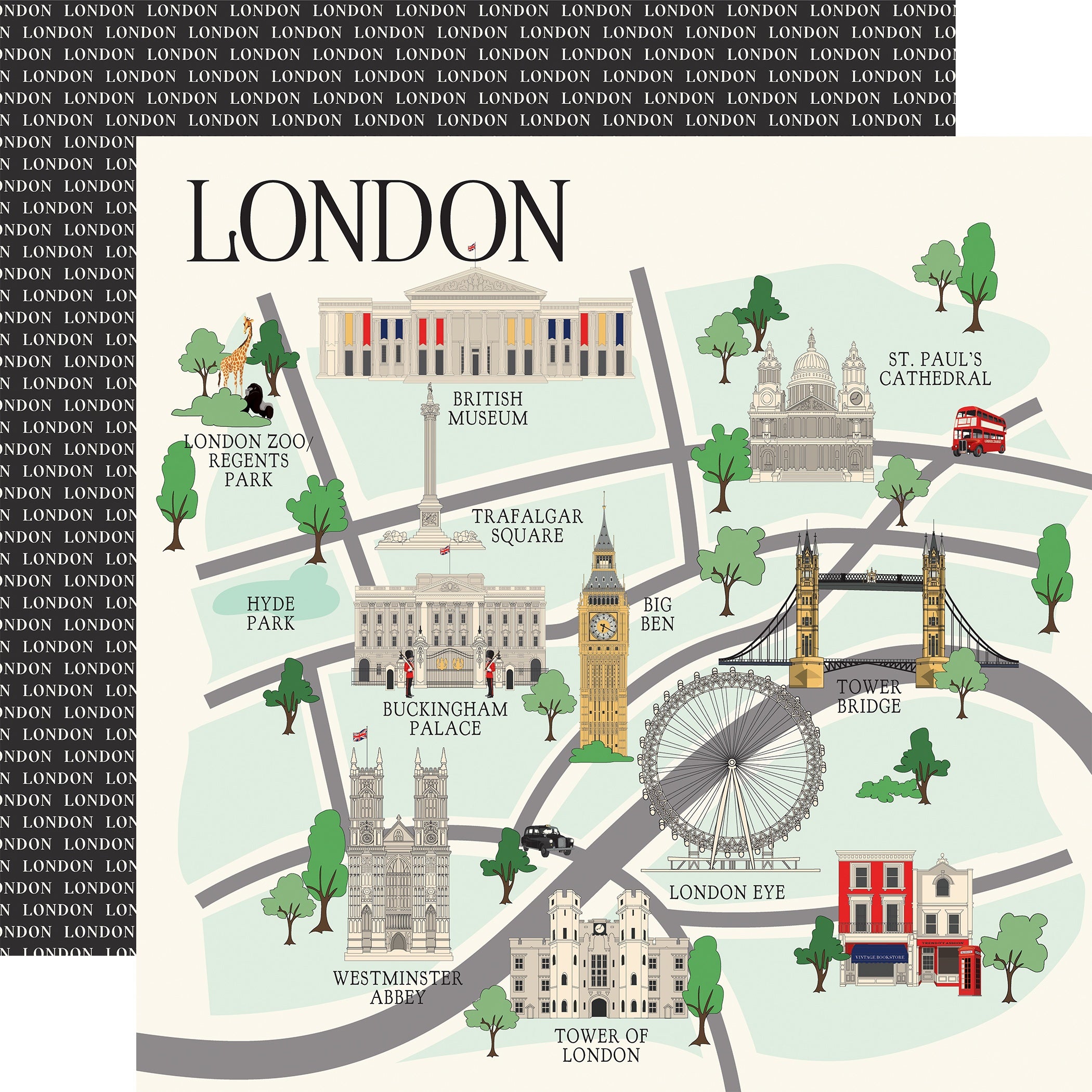 Carta Bella - London - London Map -  12x12"