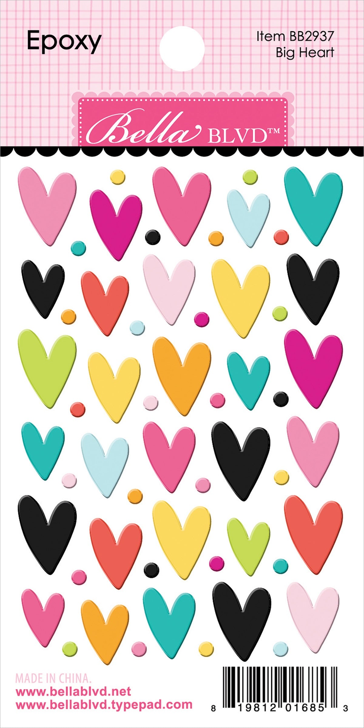 Bella BLVD - Teen Vibe Caitlyn - Big Heart - Epoxy Stickers