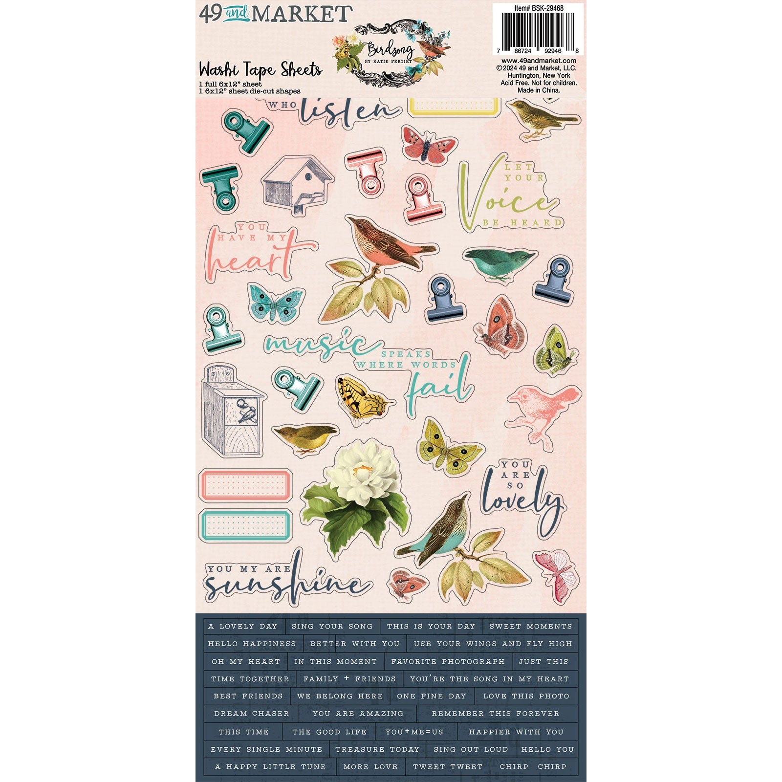 49 and Market - Birdsong - Washi Tape Sheet Set