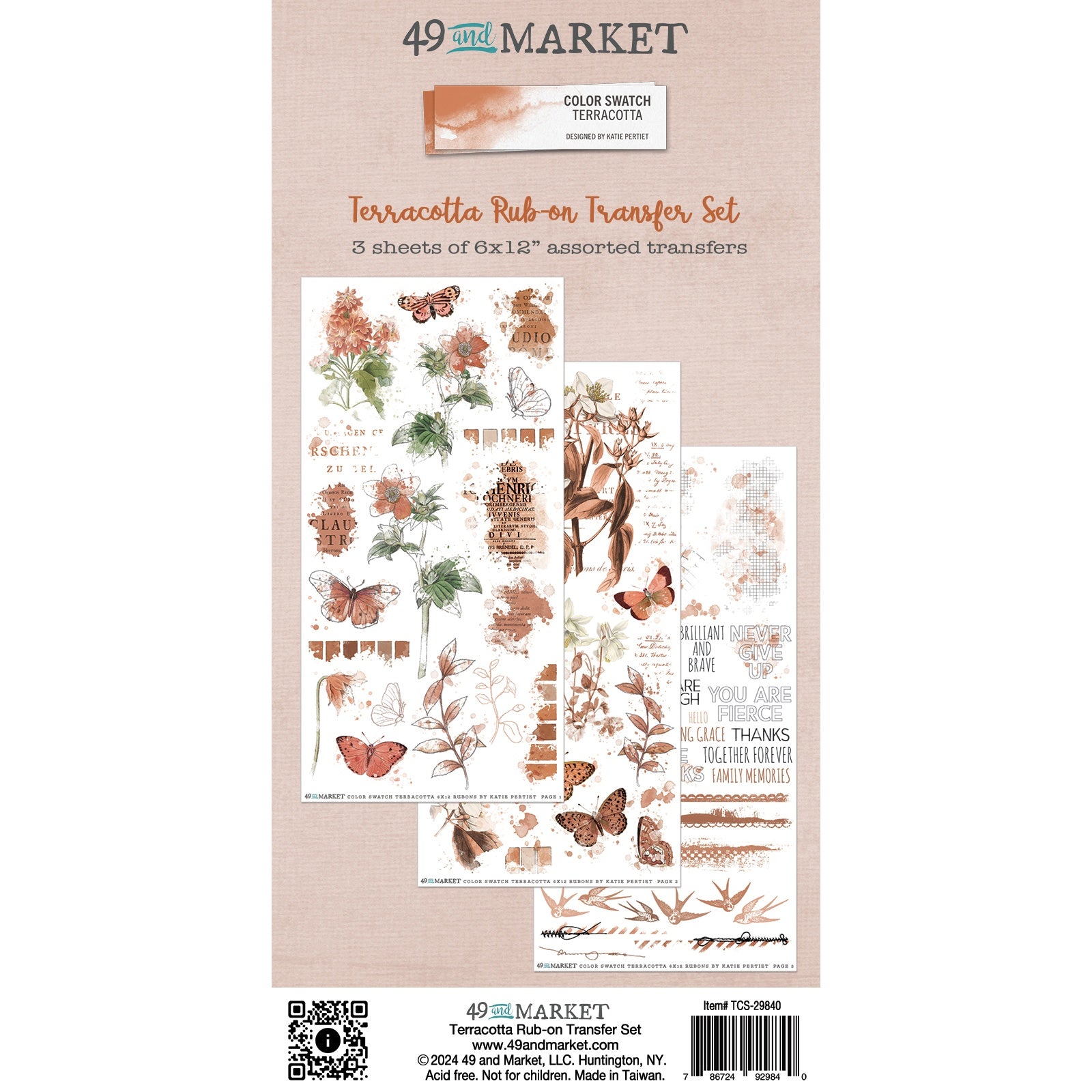 49 and Market - Color Swatch - Terracotta - Rub ons