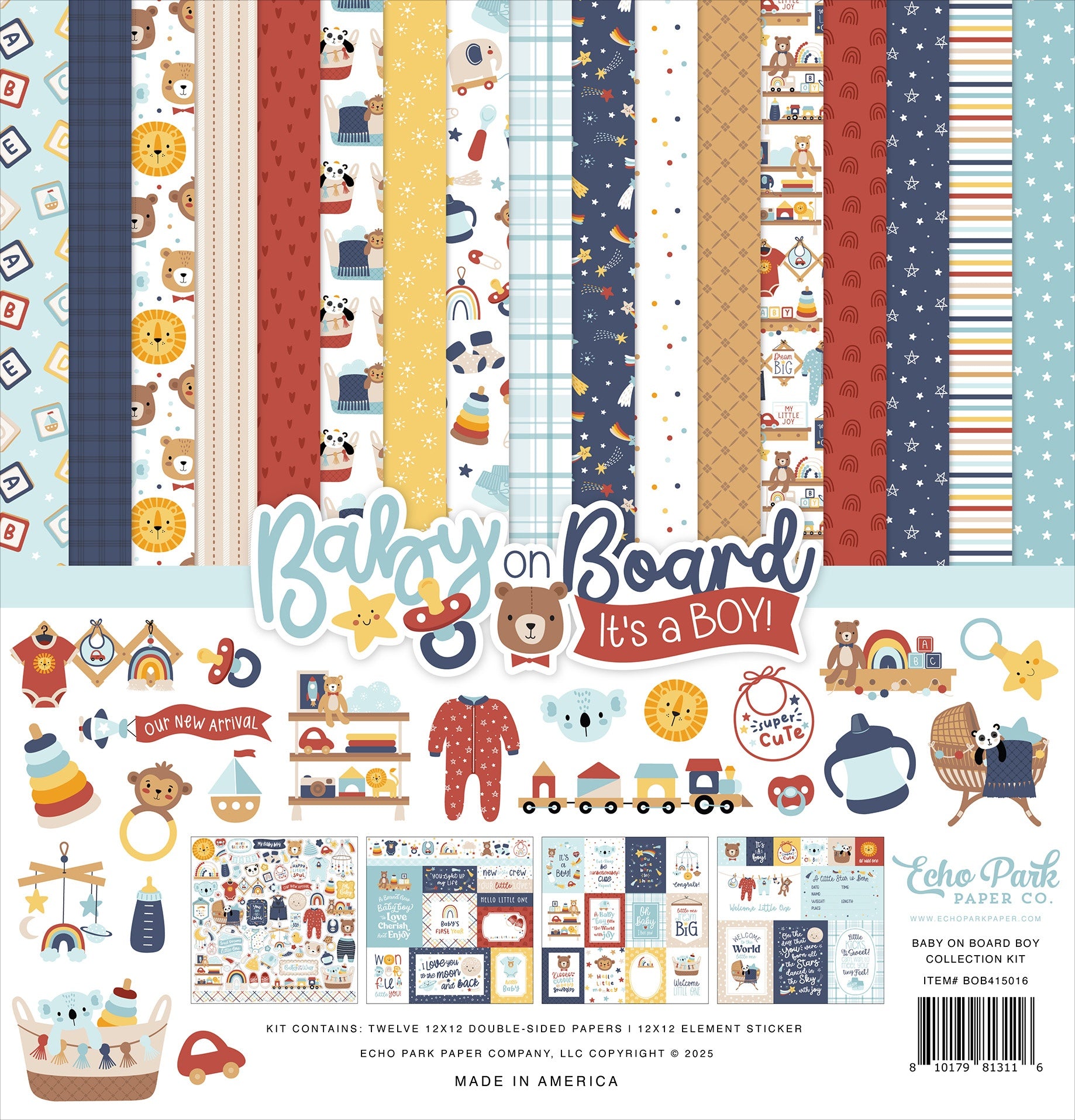 Echo Park - Baby on board - It's a boy - Collection Kit -    12 x 12"