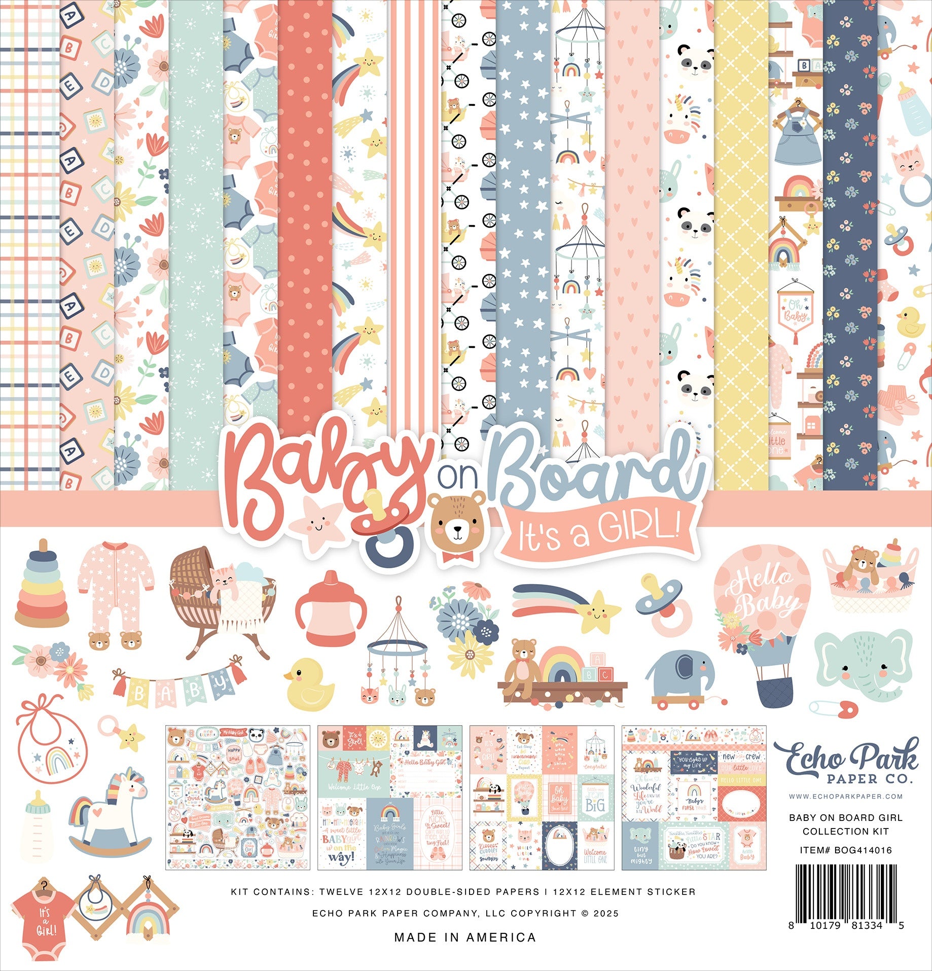 Echo Park - Baby on board - It's a girl - Collection Kit -    12 x 12"