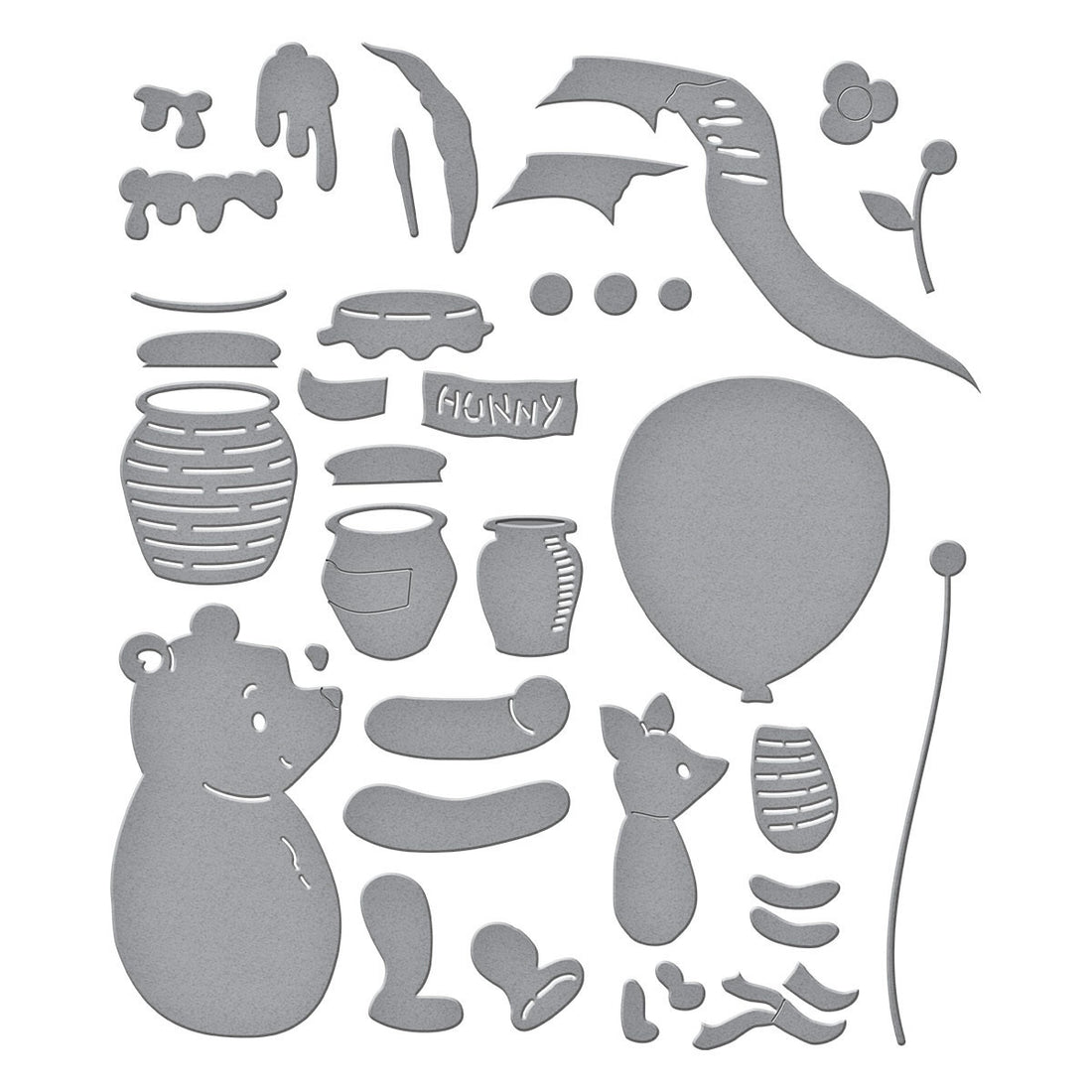 Spellbinders Pooh's Hunny Pot Etched Dies - Classic Winnie The Pooh Crafting Dies