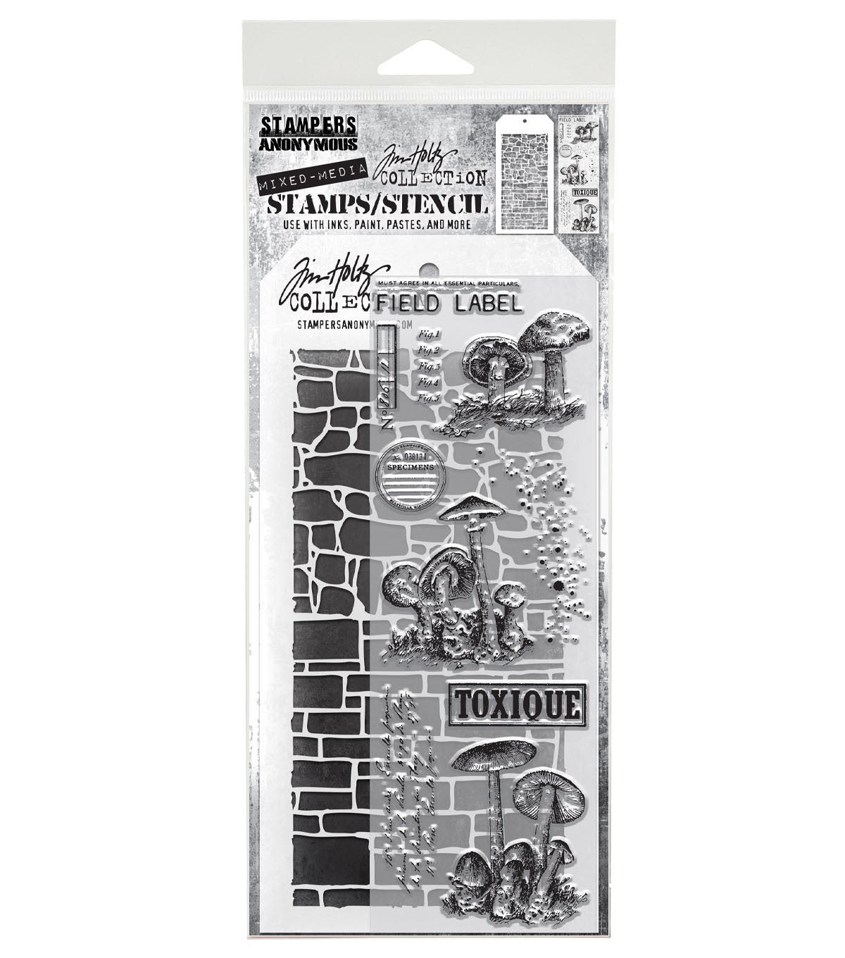 Tim Holtz - Mixed Media Set - Stamp/Stencil - Tiny Toadstools
