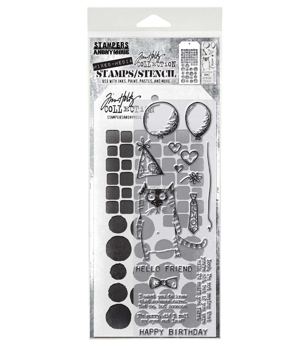 Tim Holtz - Mixed Media Set - Stamp/Stencil - Snarky Cat