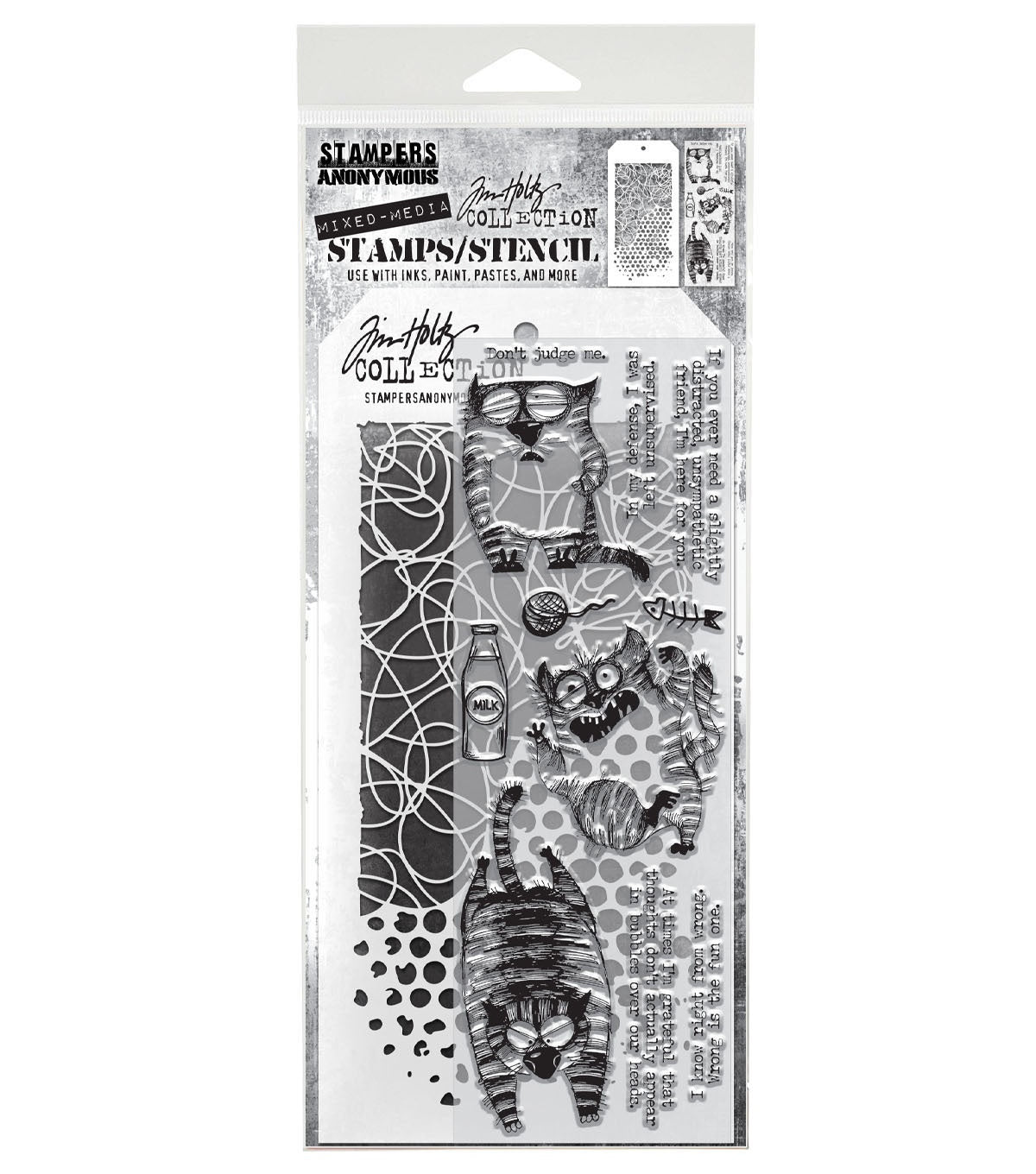 Tim Holtz - Mixed Media Set - Stamp/Stencil - Snarky Cat 2