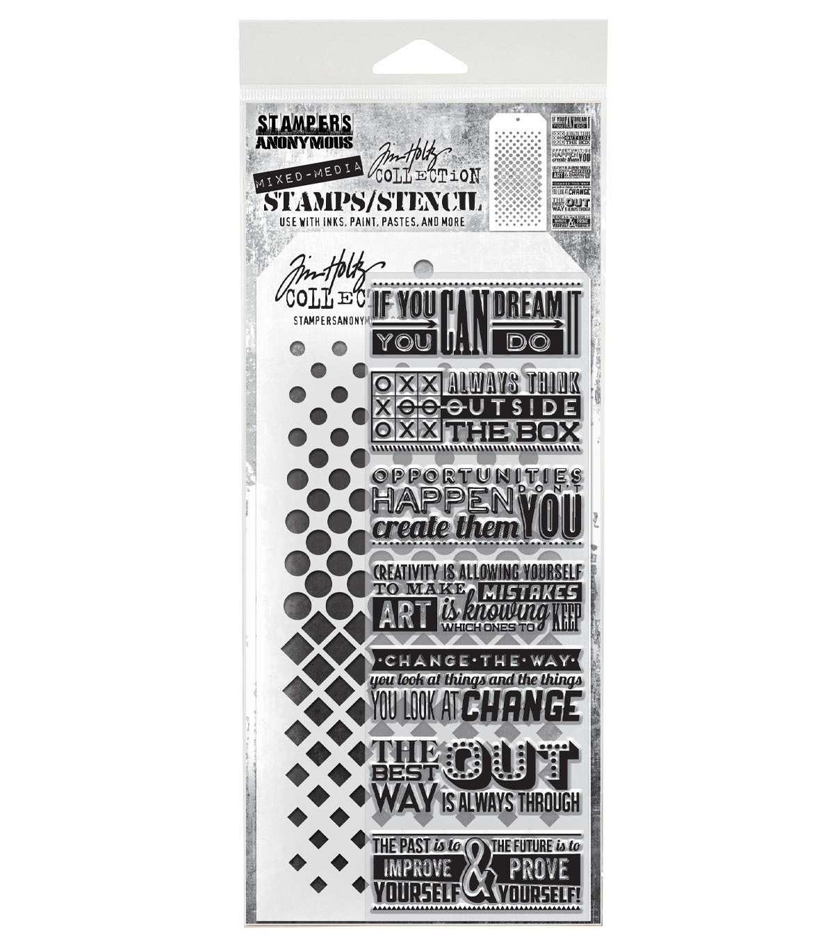 Tim Holtz - Mixed Media Set - Stamp/Stencil - Motivation