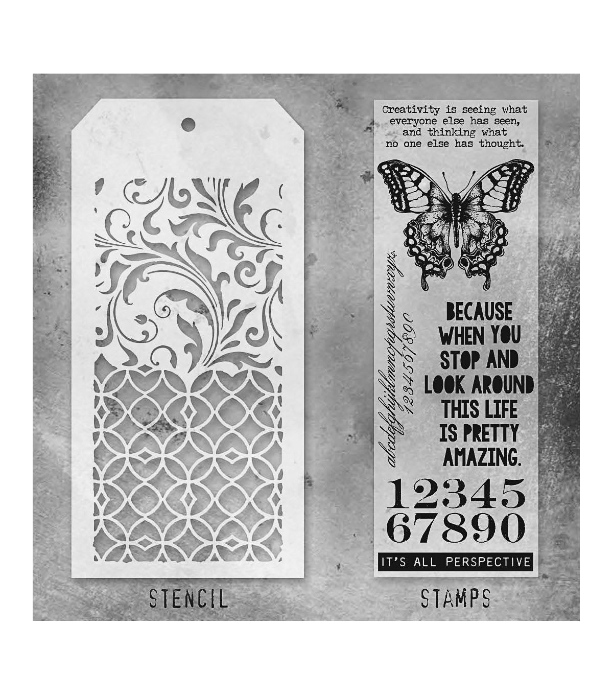 Tim Holtz - Mixed Media Set - Stamp/Stencil - Perspective
