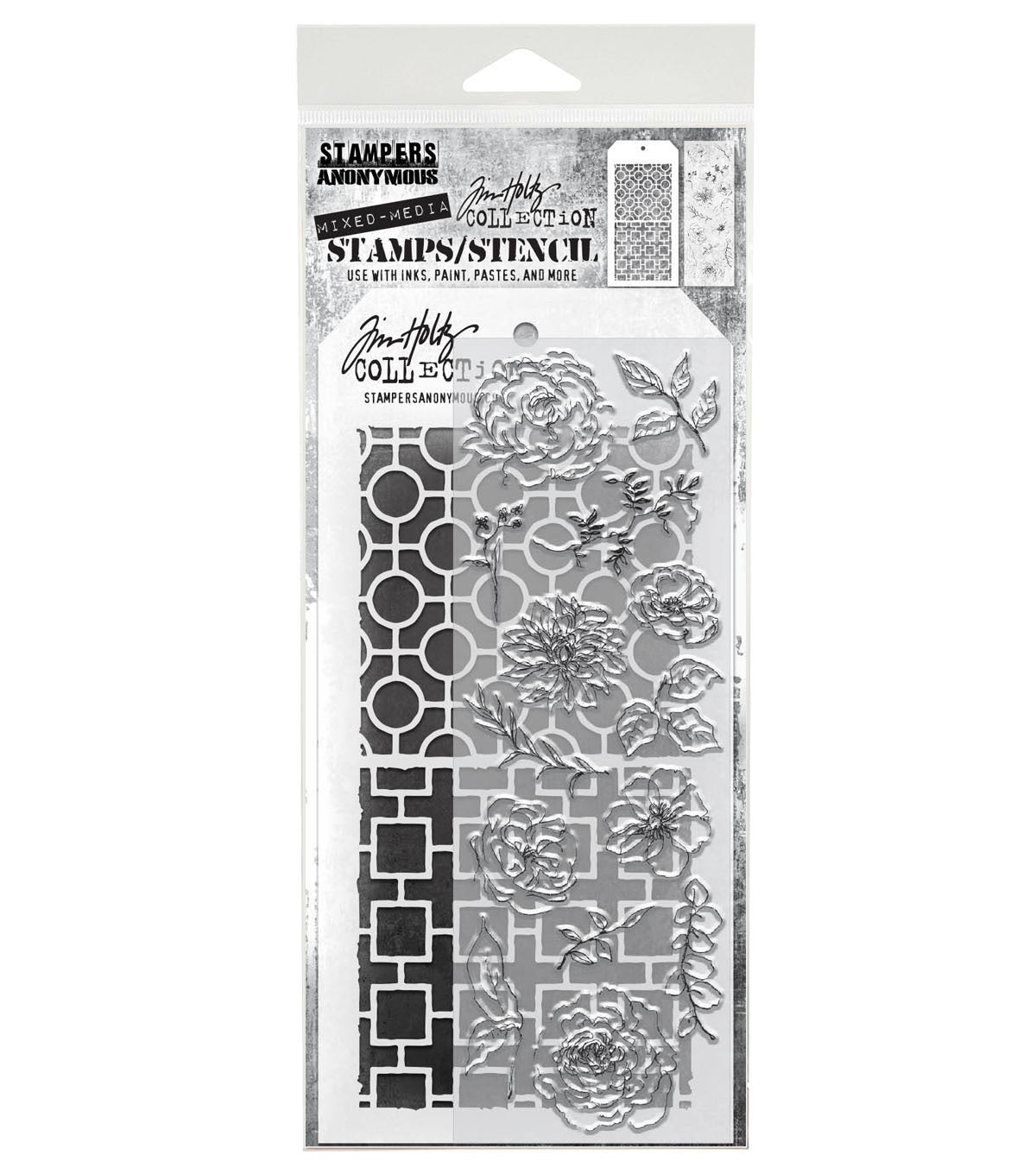 Tim Holtz - Mixed Media Set - Stamp/Stencil - Floral Elemets