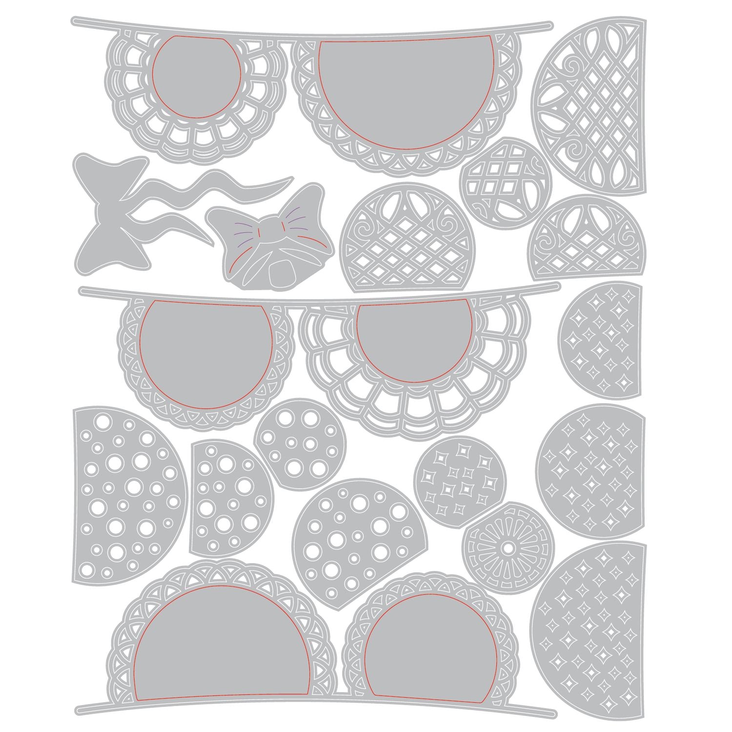 Sizzix - 49 & Market - Framelits dies & clear stamp - Doily Banner