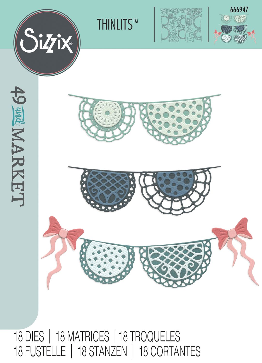 Sizzix - 49 & Market - Framelits dies & clear stamp - Doily Banner