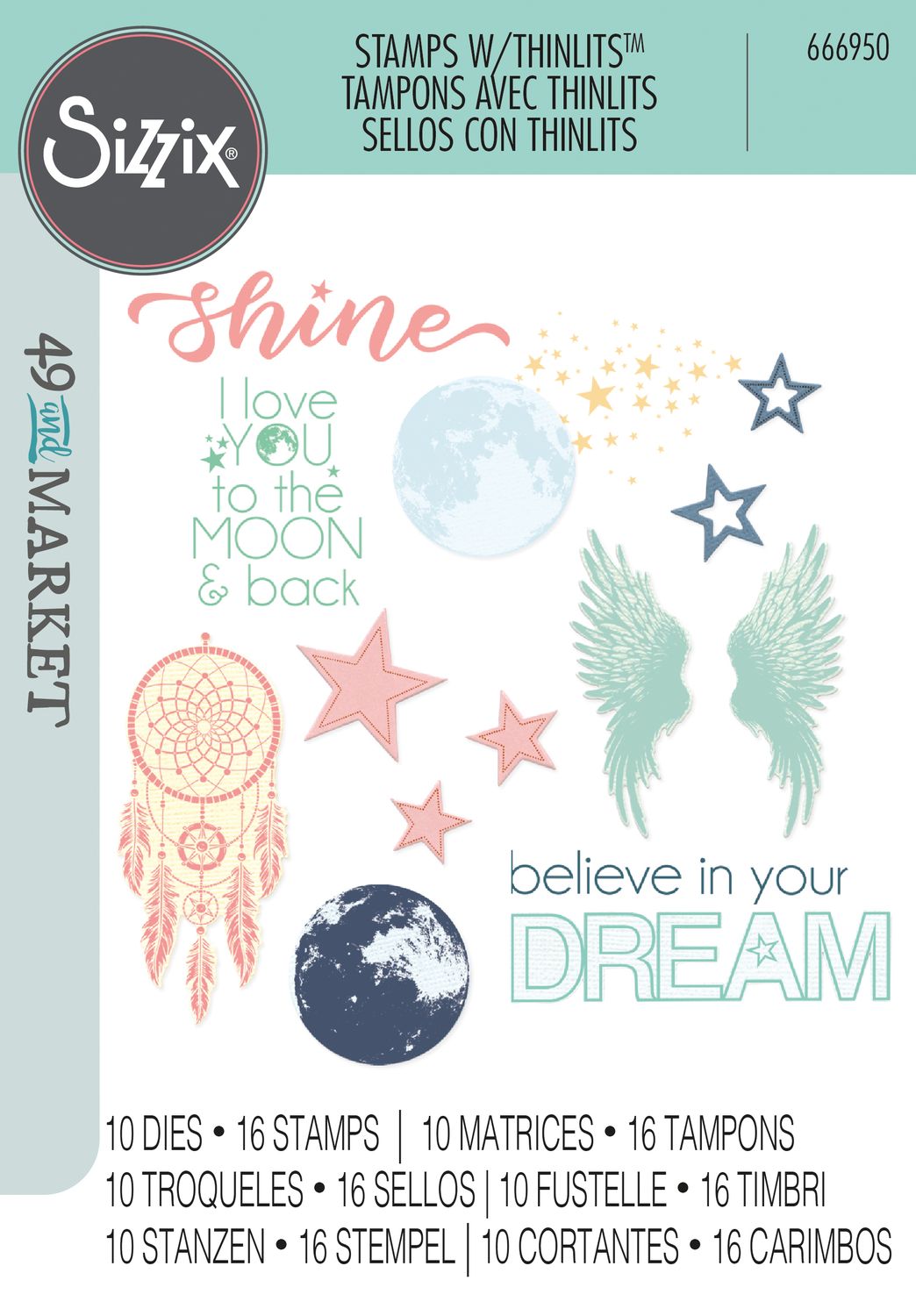 Sizzix - 49 & Market - Framelits dies & clear stamp - Starlight Dreams