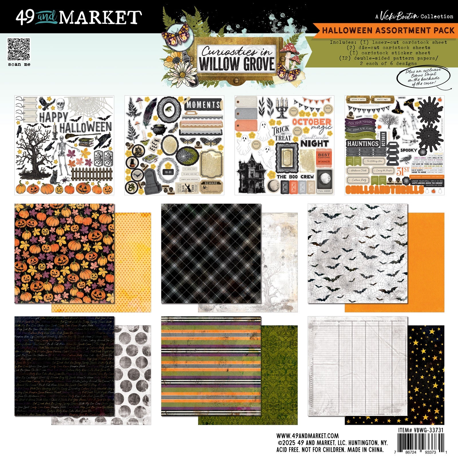 49 and Market - Curiosities in Willow Grove - Halloween Assortment   12 x 12"