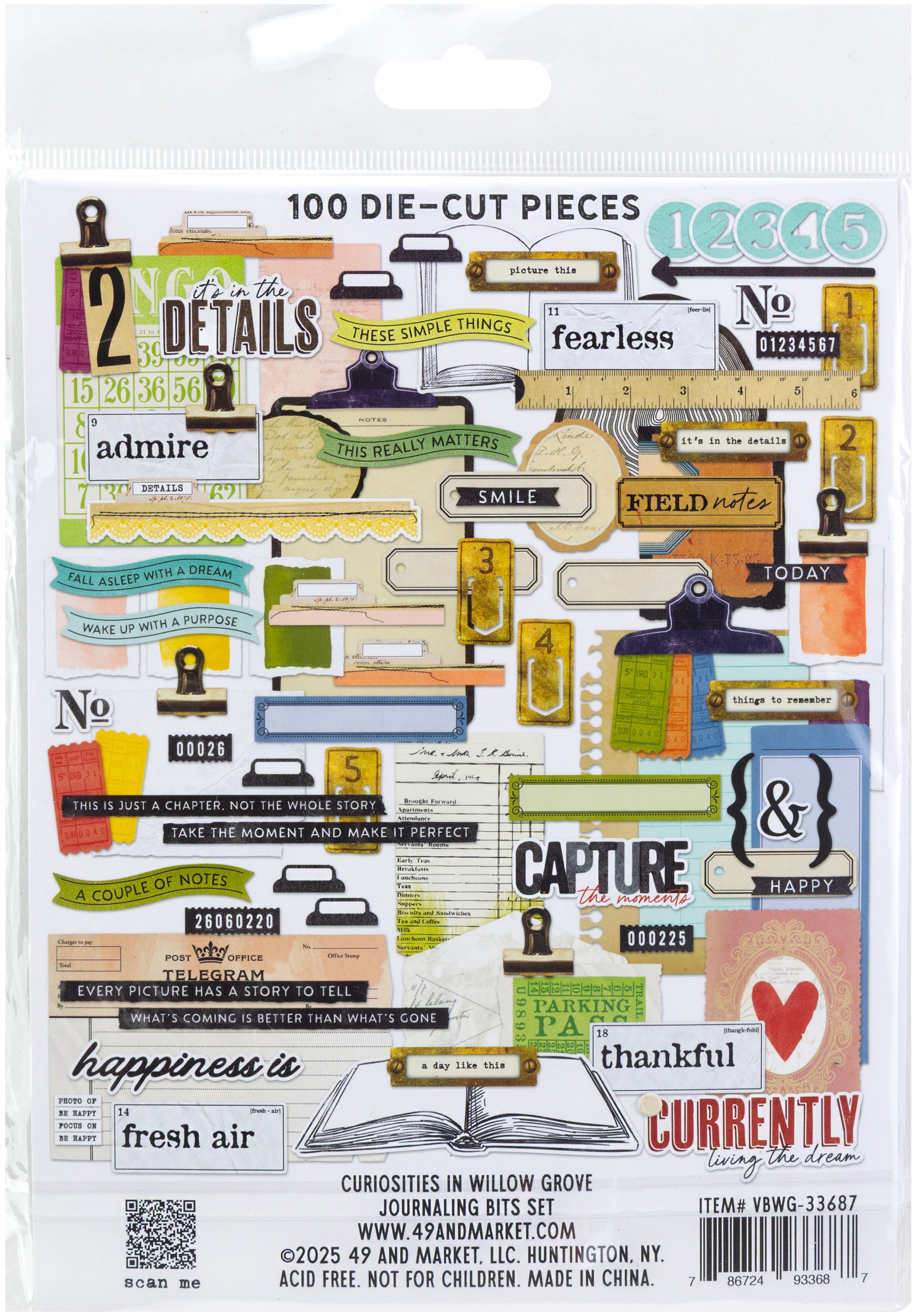 49 and Market - Curiosities in Willow Grove - Journaling bits ephemera set