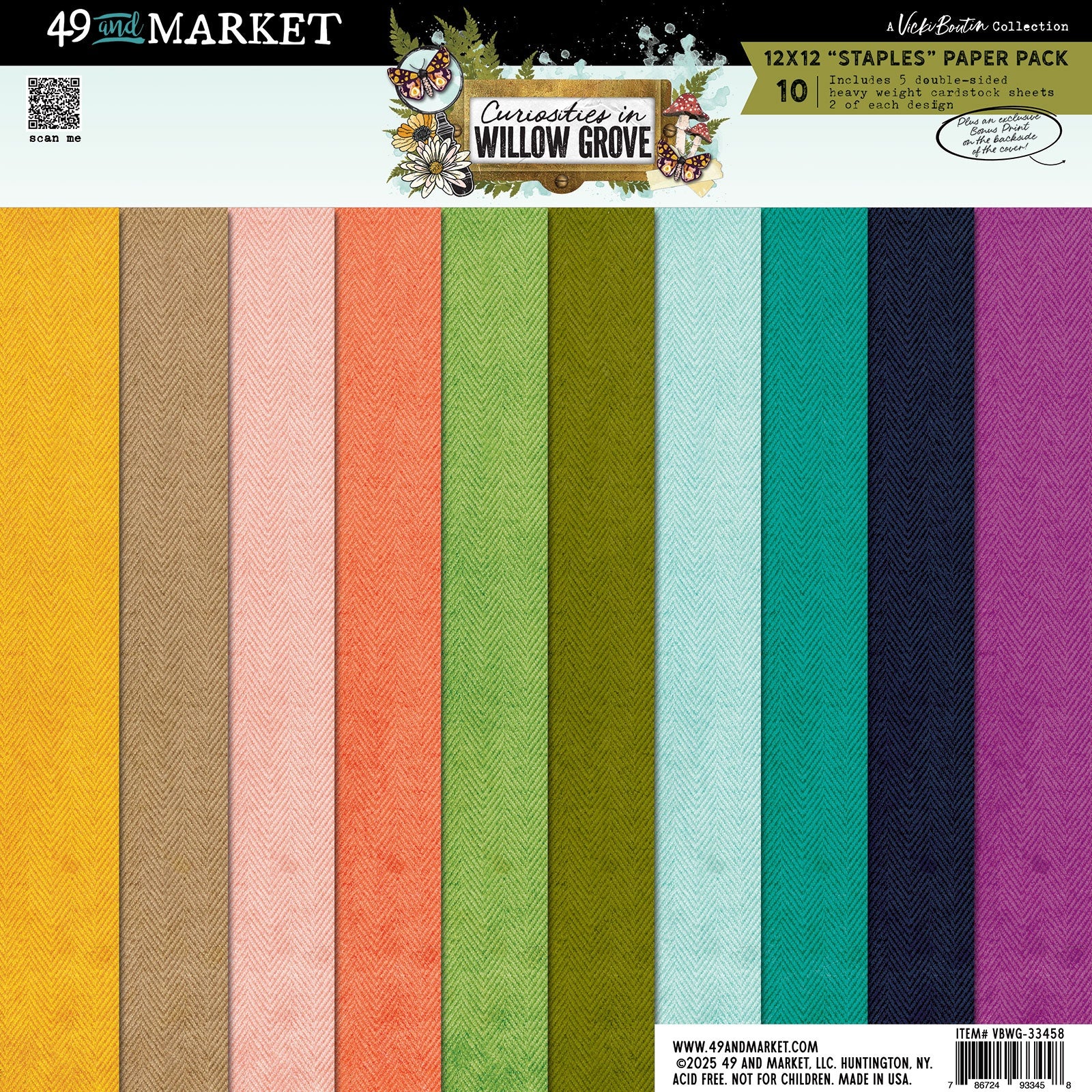 49 and Market - Curiosities in Willow Grove - Solids Collection Pack - 12 x 12"