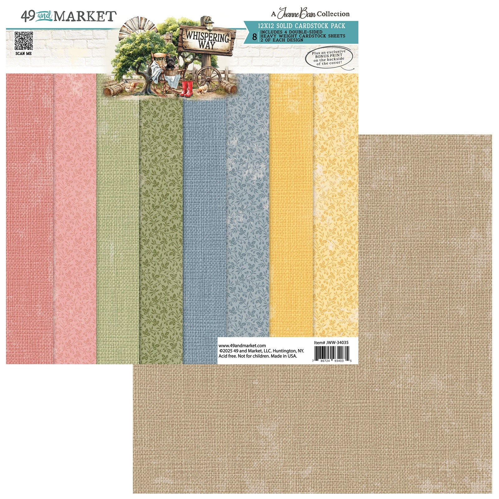 49 and Market - Whispering Way - Solids Collection Pack - 12 x 12"