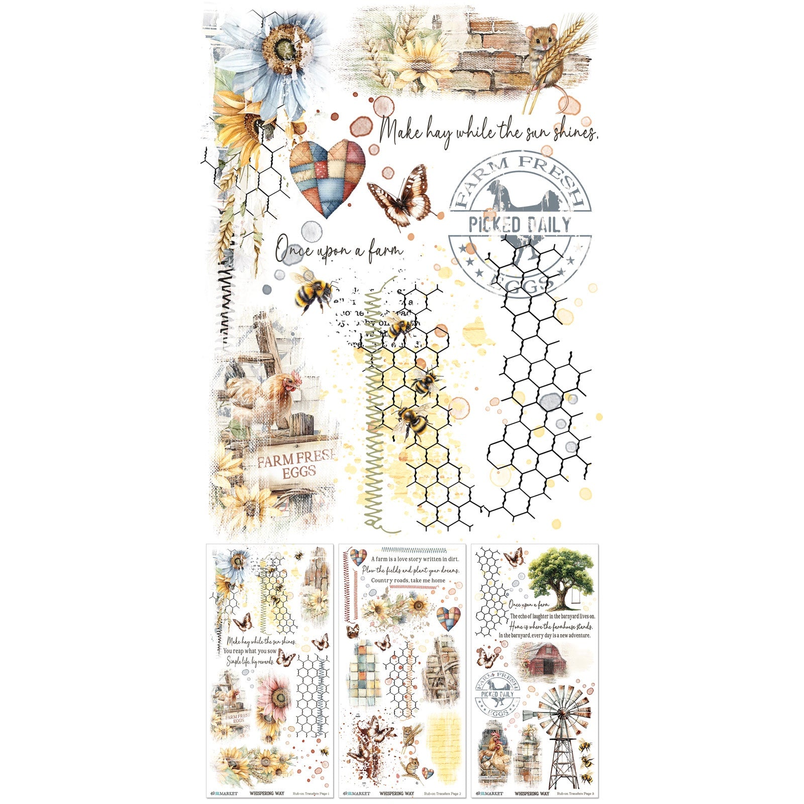 49 and Market - Whispering Way - Blendable  Rub ons Transfer set - 6 x 12"