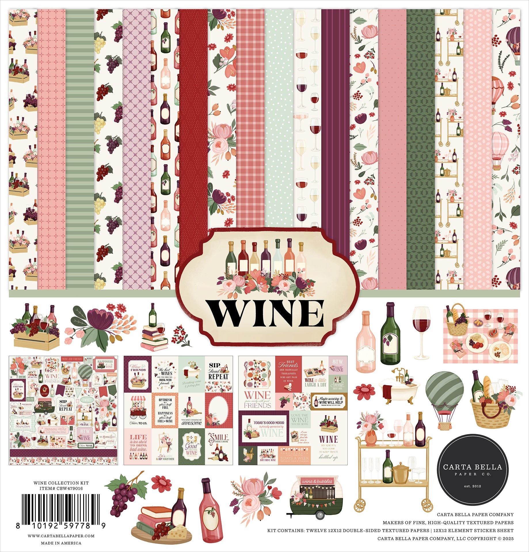 Carta Bella - Wine -  Collection Kit -  12x12"