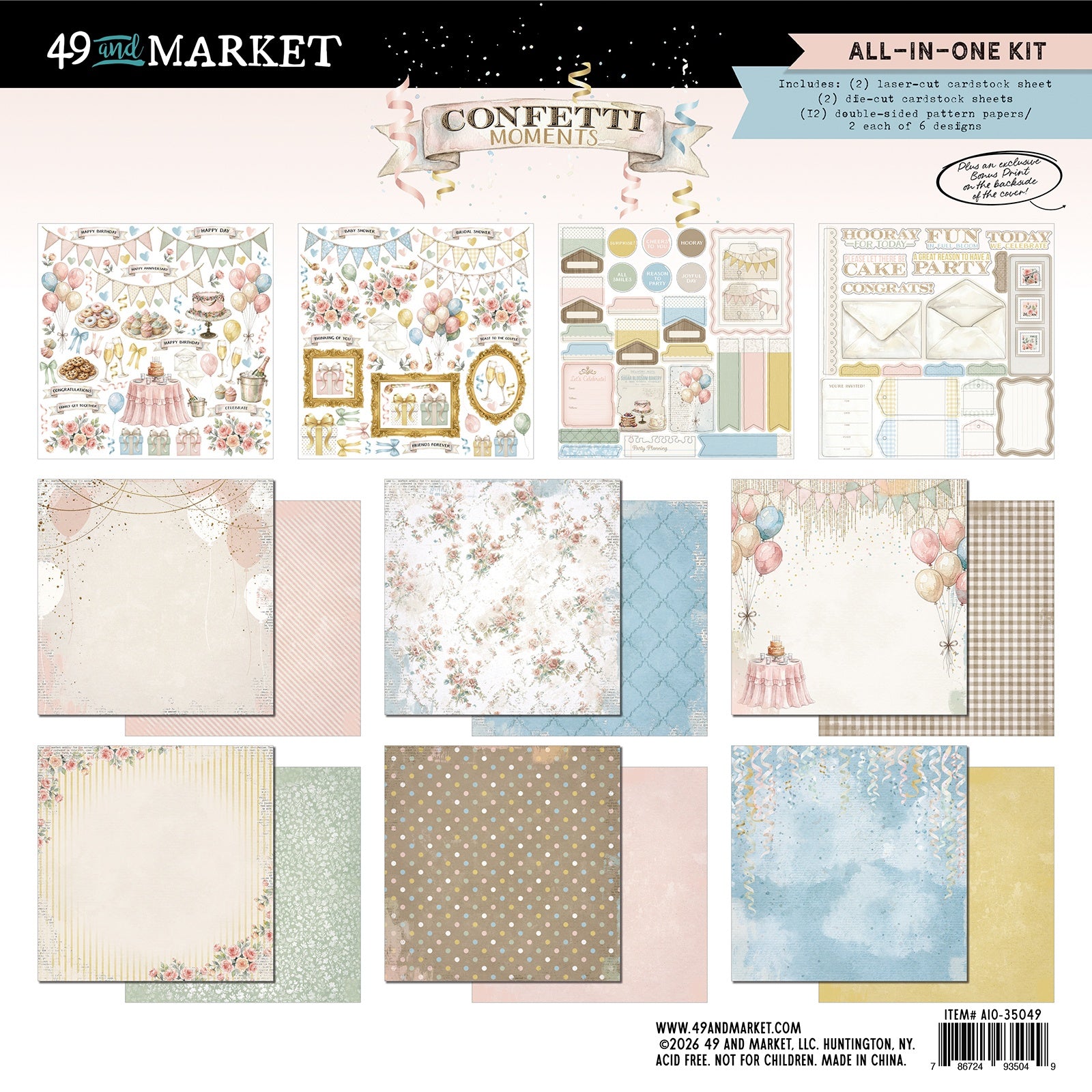 49 and Market - All in one kit - Confetti Moments  - 12 x 12"