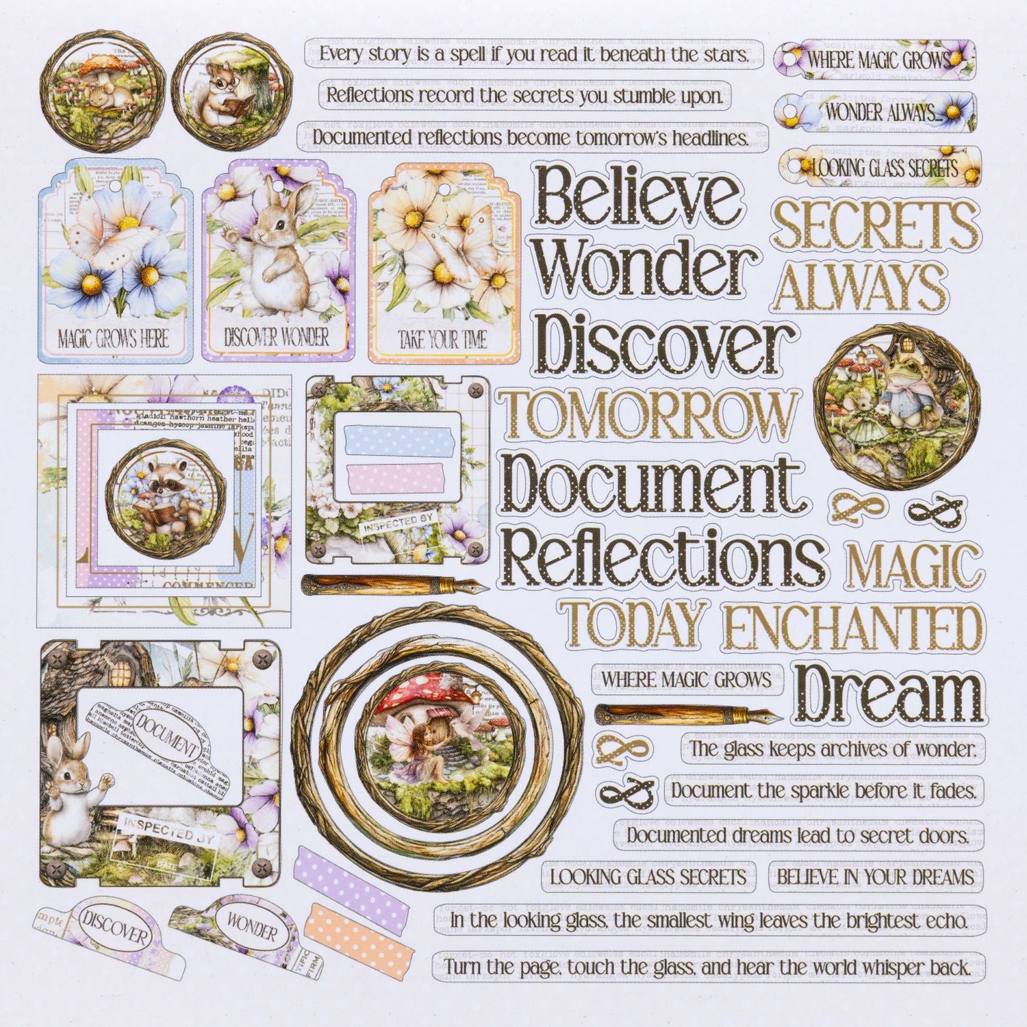 49 and Market - The Looking Glass - Chipboard Set - Sentiments