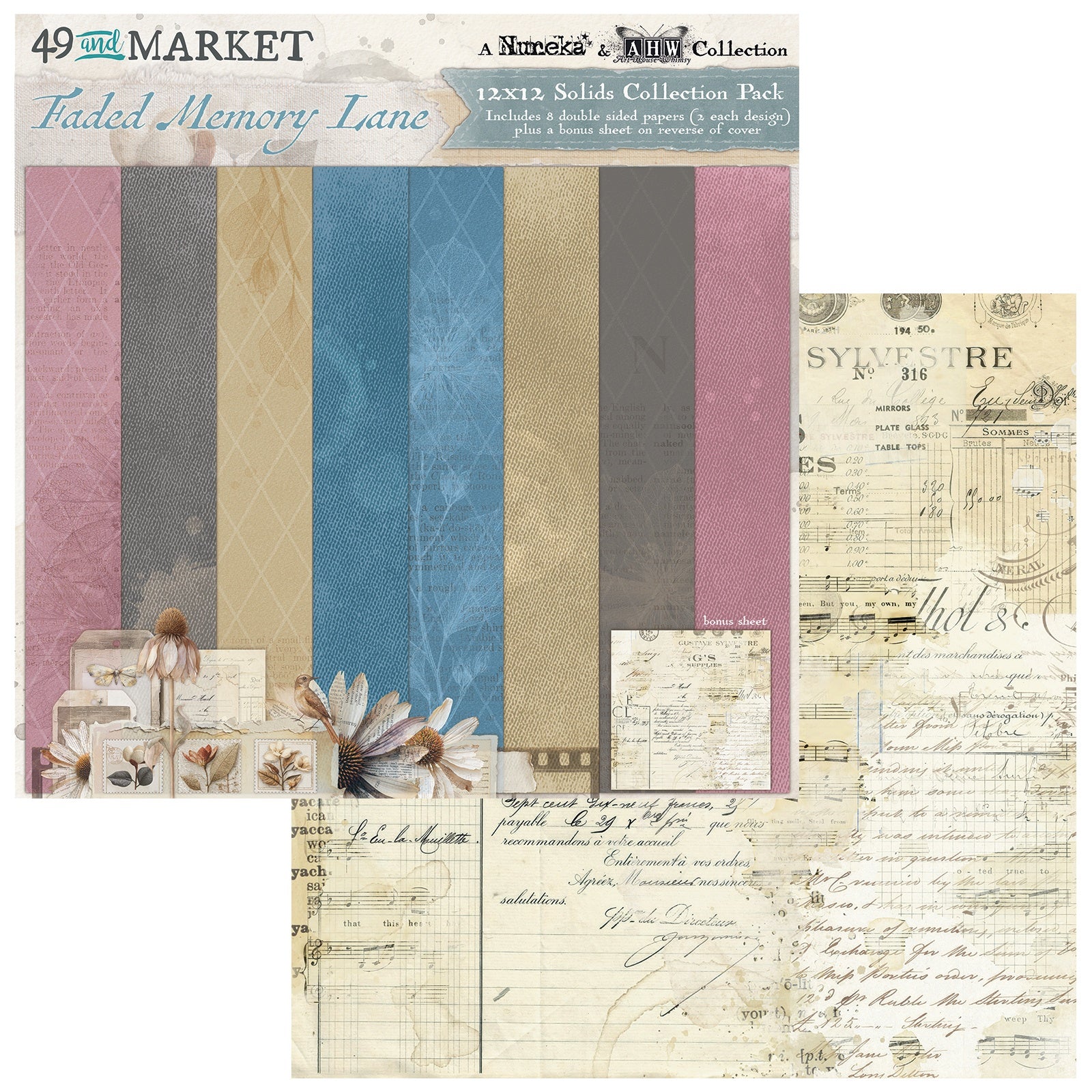 49 and Market - Faded Memory Lane - Solids Collection Pack - 12 x 12"