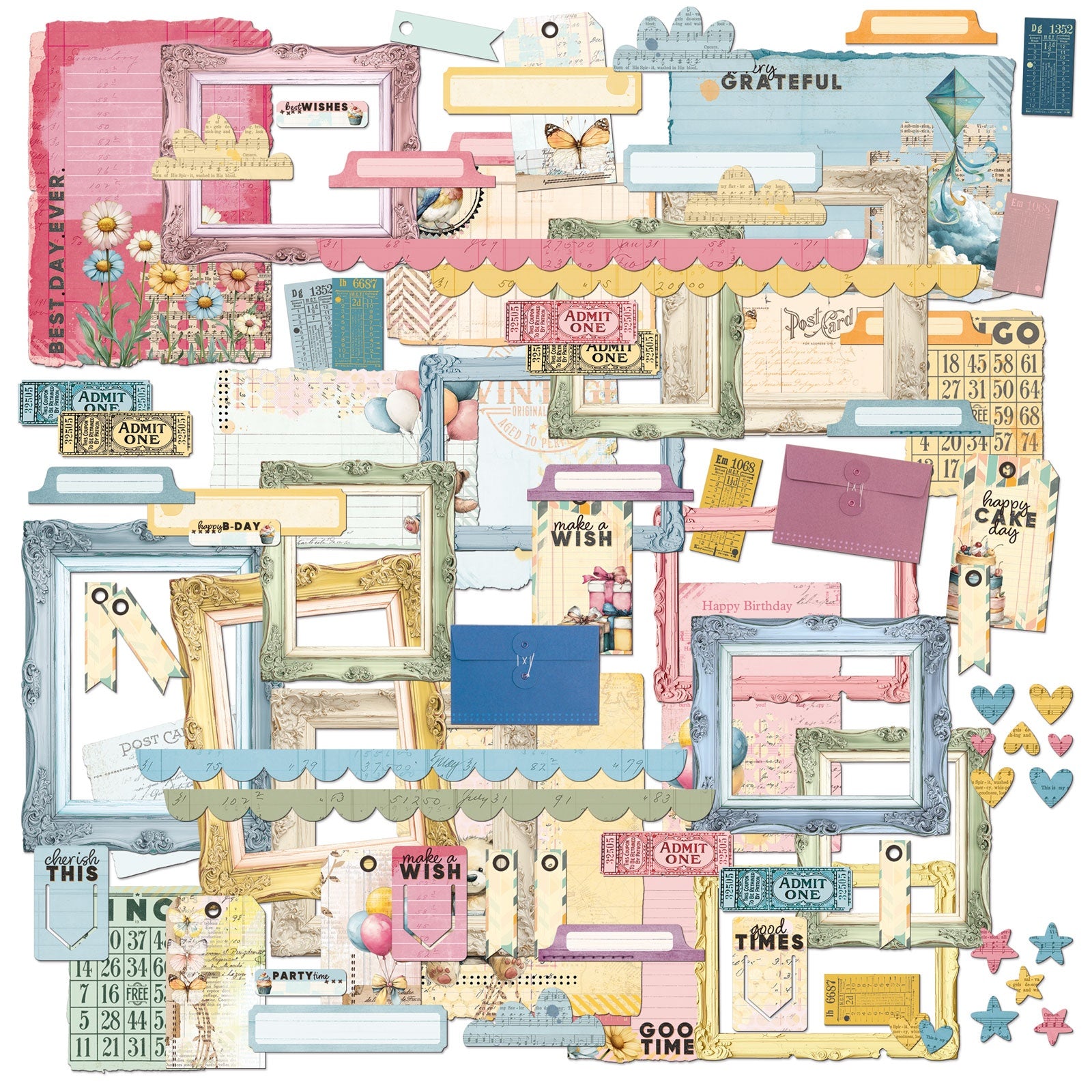 49 and Market - Glimmer and Glee - Die Cut Elements - Ephemera and Frames