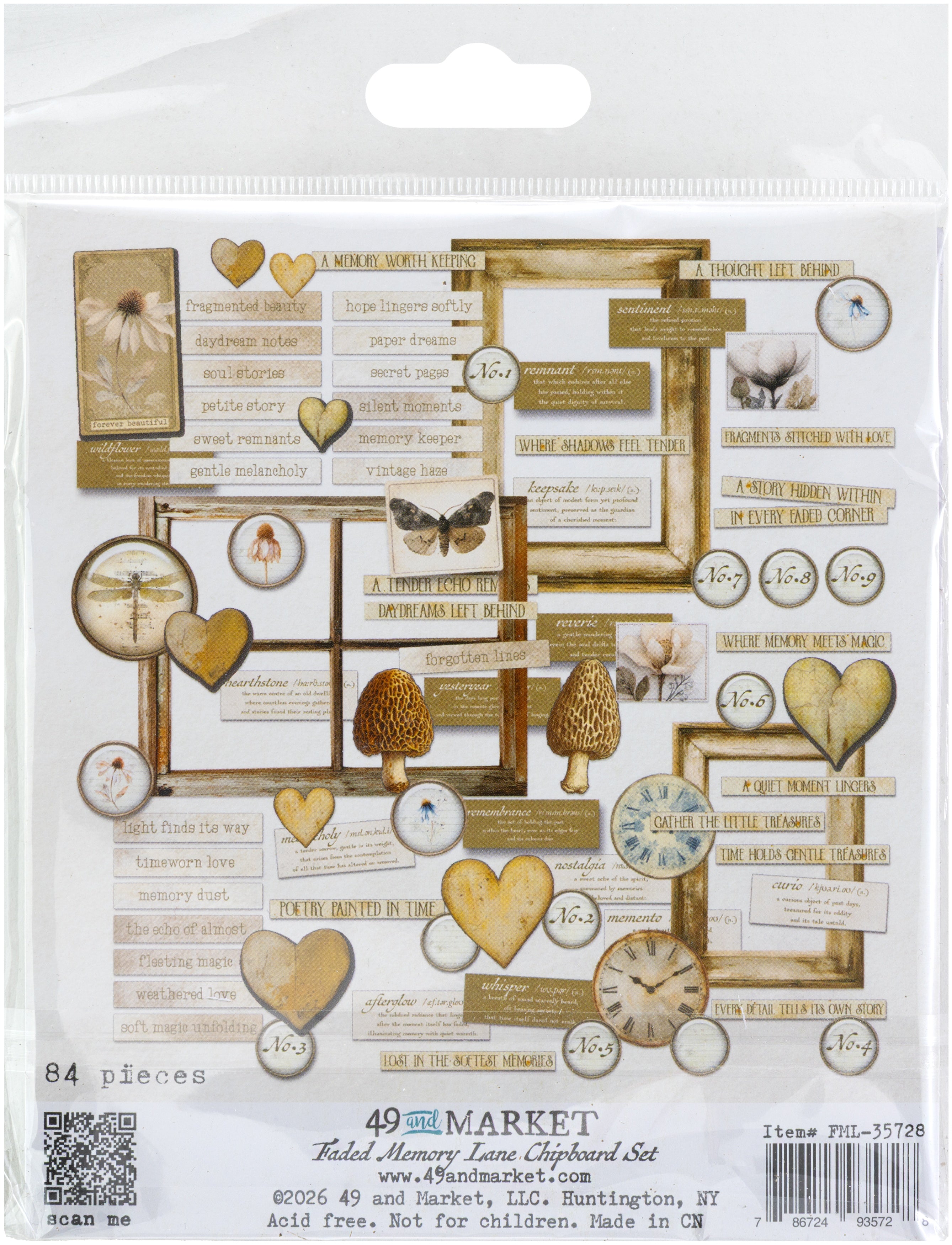 49 and Market - Faded Memory Lane - Chipboard Set