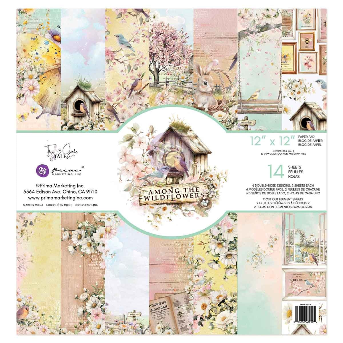 Prima Marketing - Among the wildflowers -  Paper pad 12 x 12"