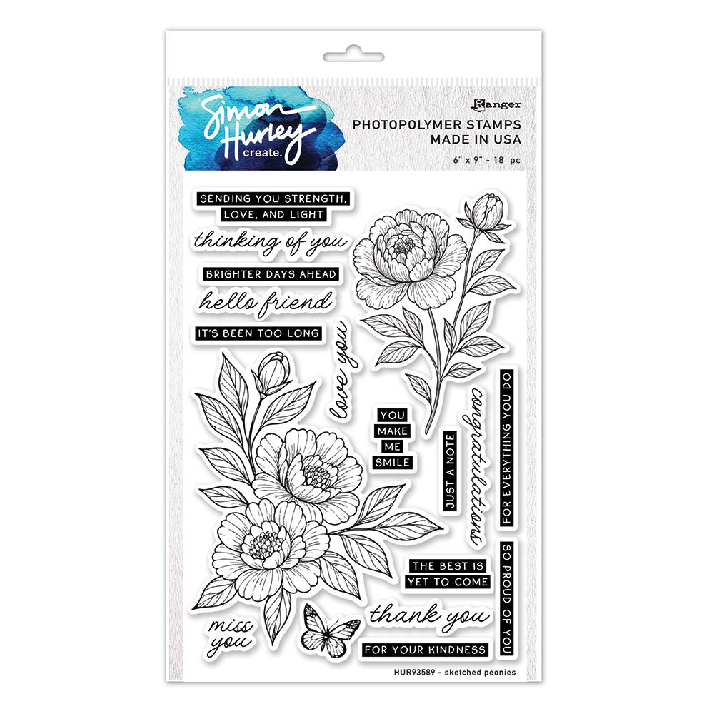 Simon Hurley - Clear Stamps - Sketched Peonies