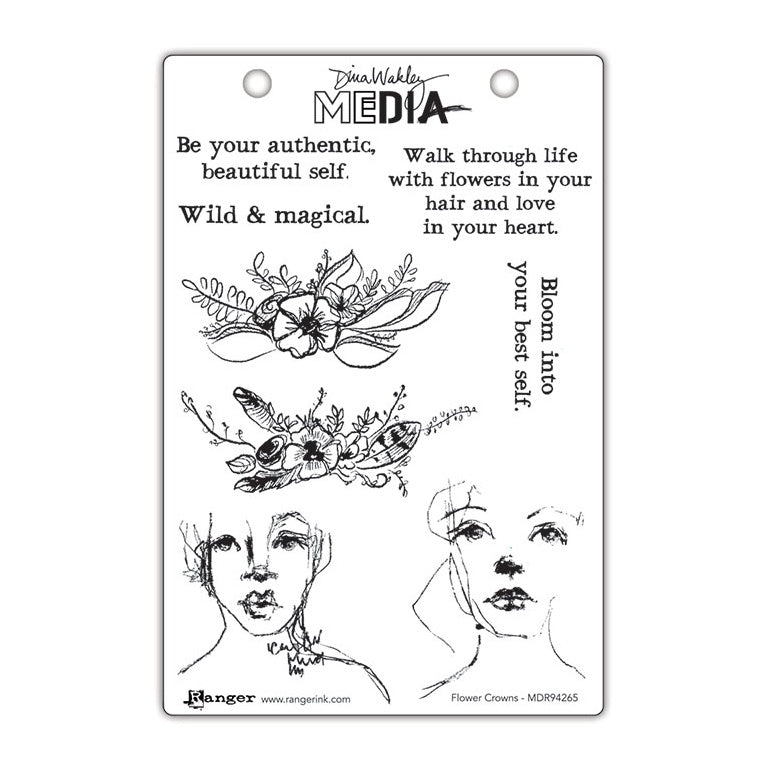 Dina Wakley Media - Stamps - Flower Crowns