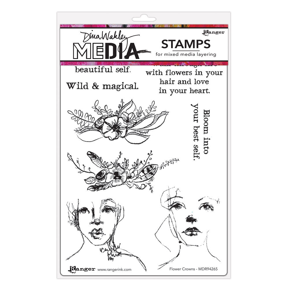 Dina Wakley Media - Stamps - Flower Crowns